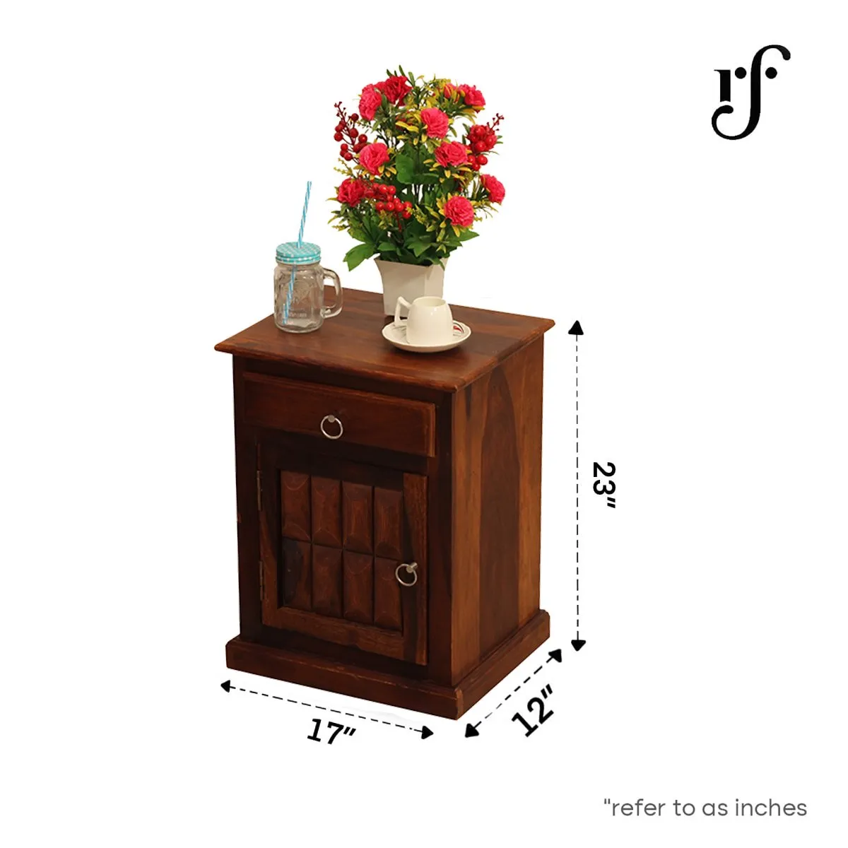 Royal Finish Celiko Bedside Table In Furniture Sheesham Wood In Natural Colour sheesham wood bed image 3