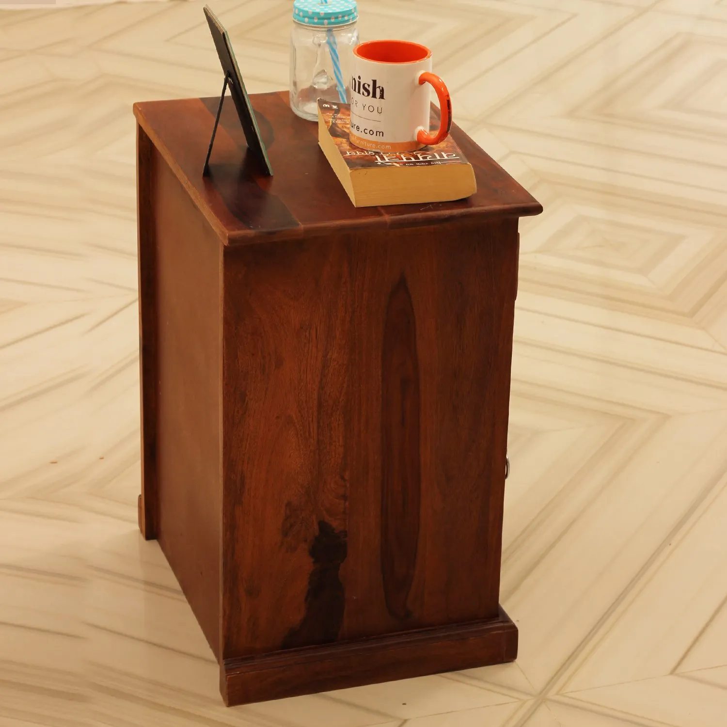 Royal Finish Celiko Bedside Table In Furniture Sheesham Wood In Natural Colour sheesham wood bed image 9