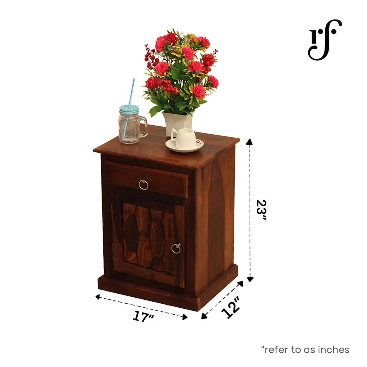 Royal Finish SouthSeista Double Bedside Table In Furniture Sheesham In Natural sheesham wood bed image 3
