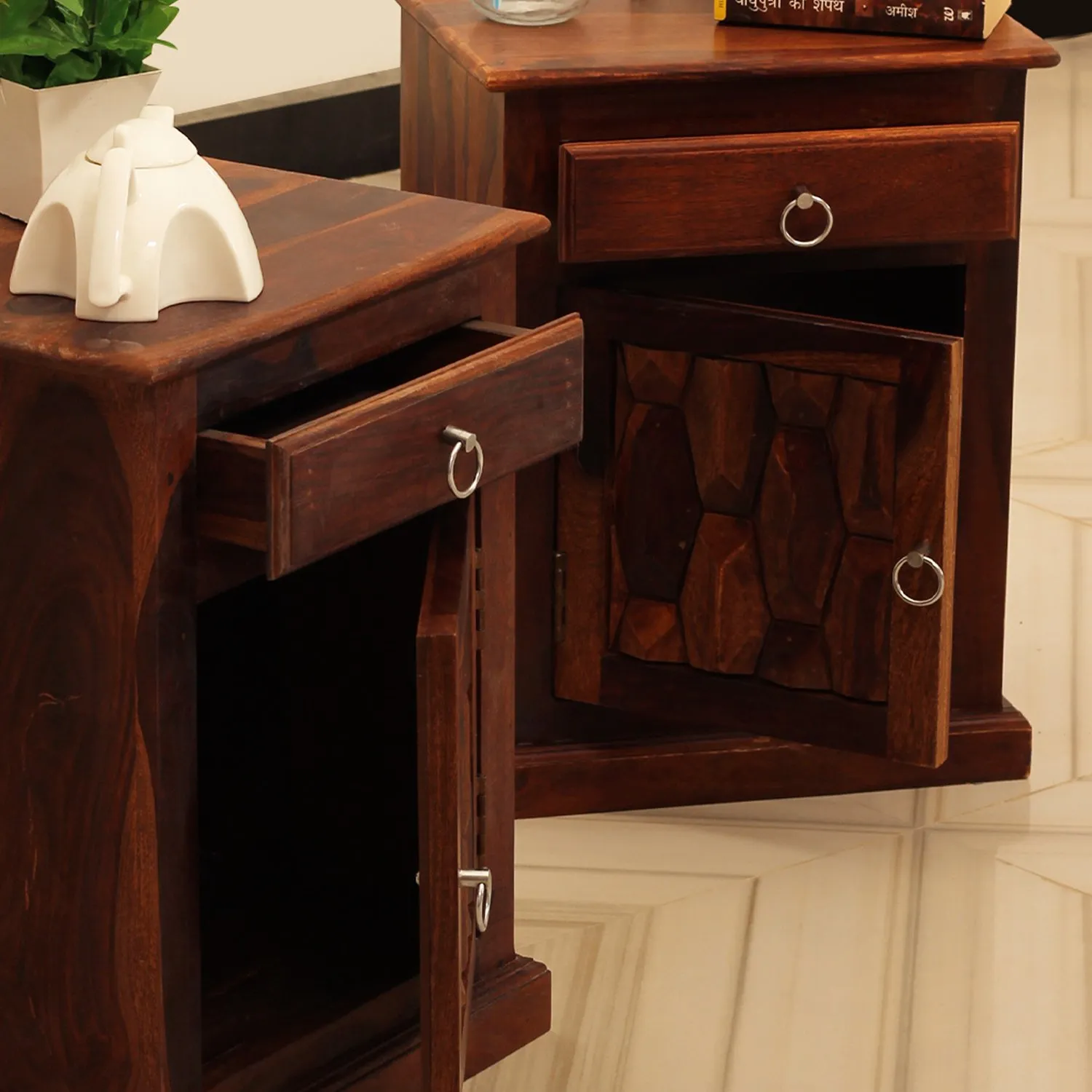 Royal Finish SouthSeista Double Bedside Table In Furniture Sheesham In Natural sheesham wood bed image 6