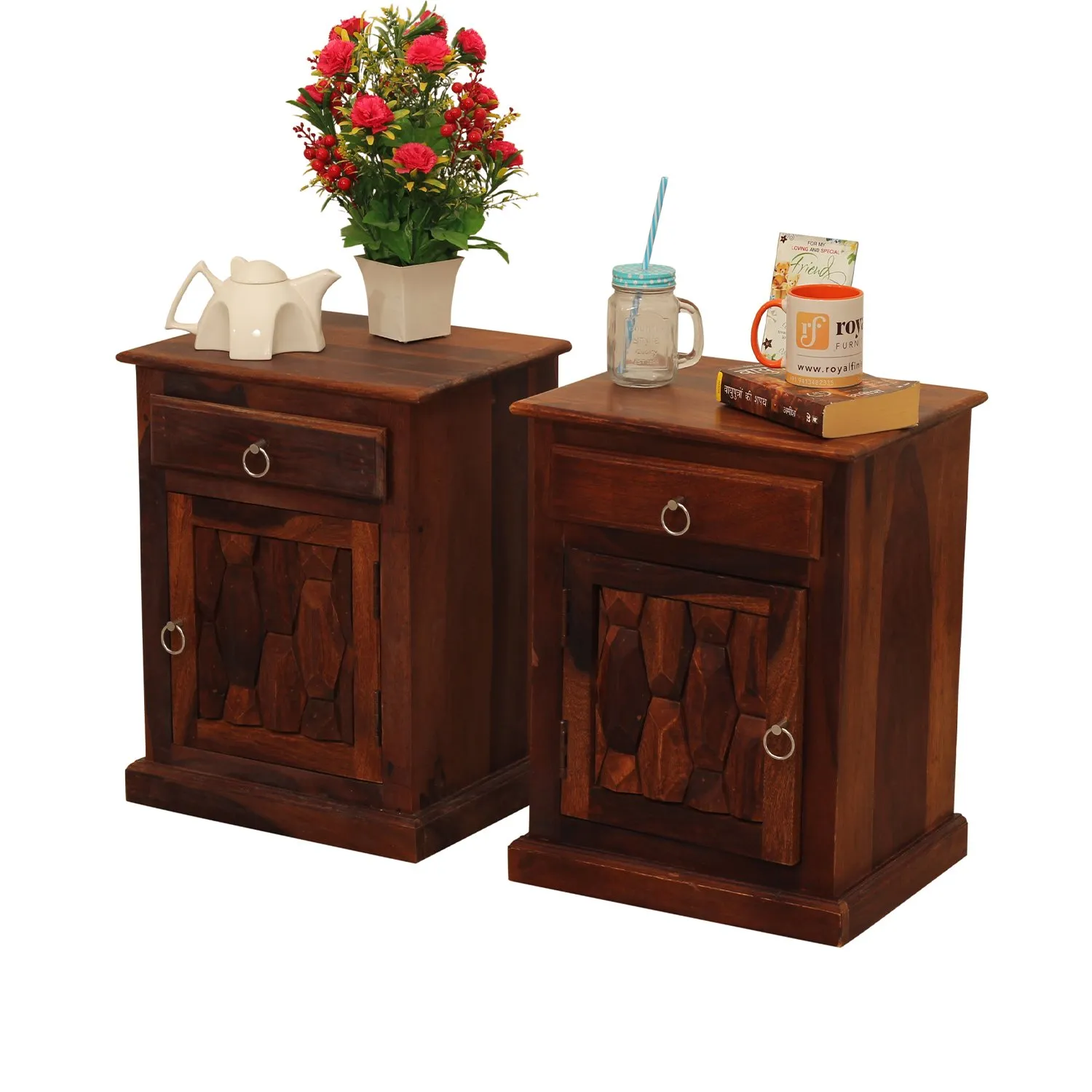 Royal Finish SouthSeista Double Bedside Table In Furniture Sheesham In Natural sheesham wood bed image 8