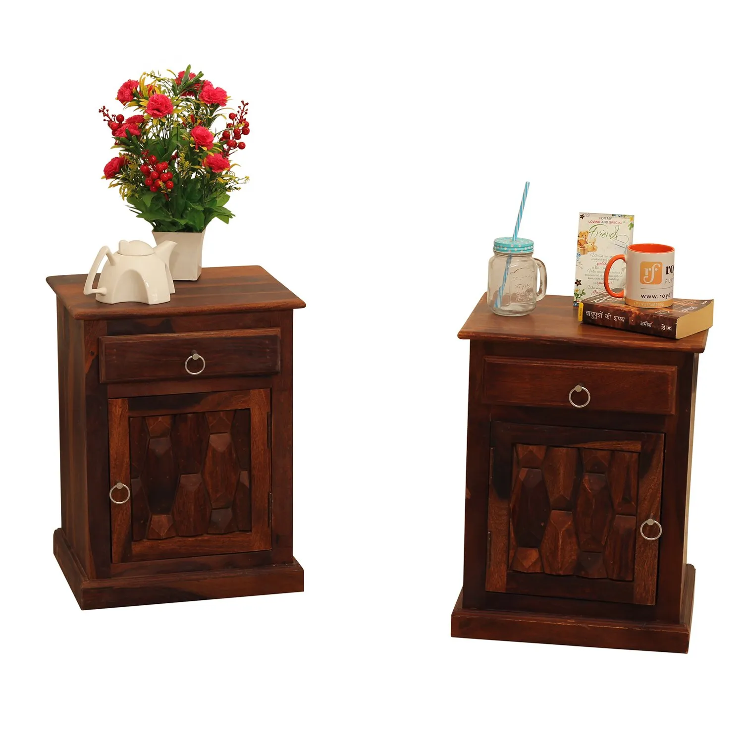 Royal Finish SouthSeista Double Bedside Table In Furniture Sheesham In Natural sheesham wood bed image 9