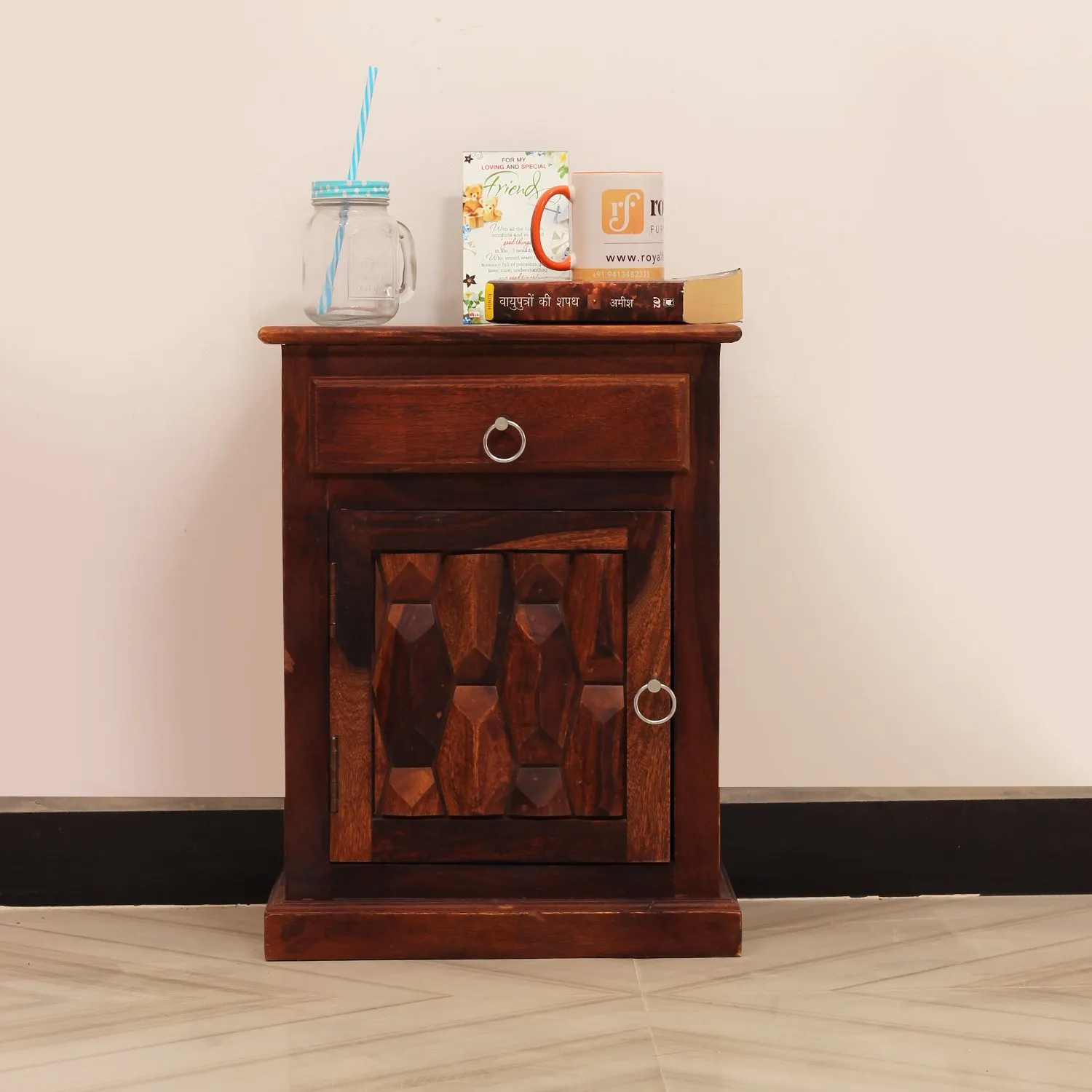Royal Finish SouthSeista Bedside Table In Furniture Sheesham Wood In Natural