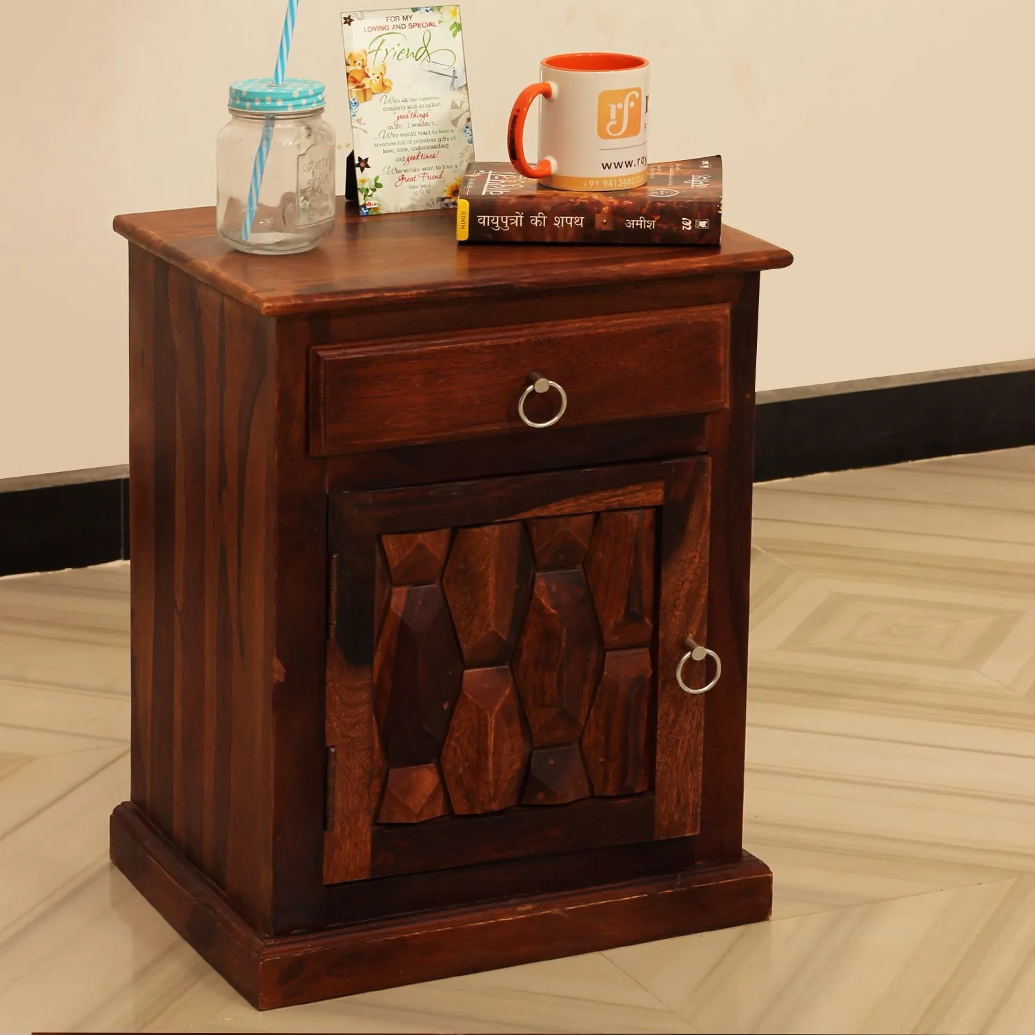 Royal Finish SouthSeista Bedside Table In Furniture Sheesham Wood In Natural sheesham wood bed image 4