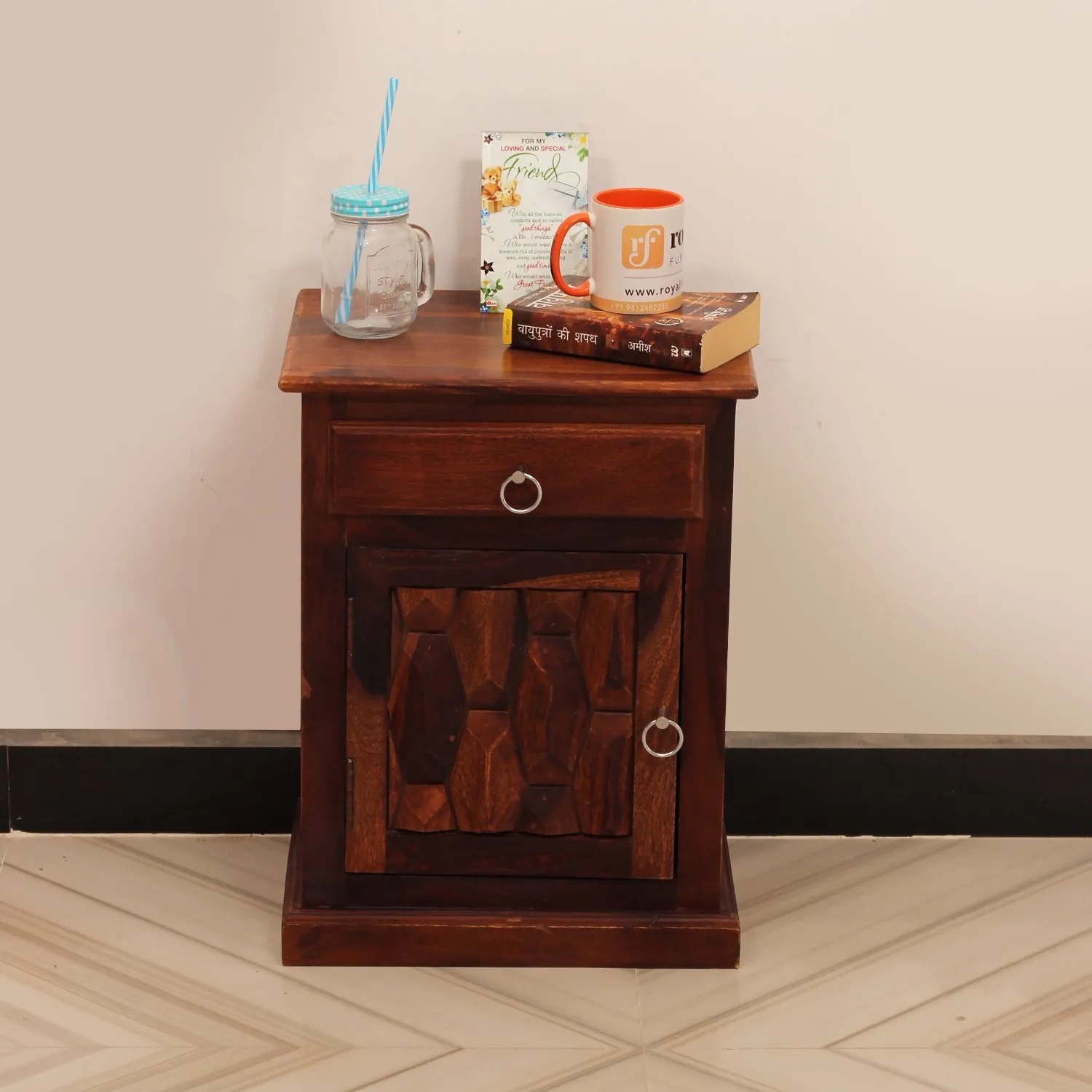 Royal Finish SouthSeista Bedside Table In Furniture Sheesham Wood In Natural sheesham wood bed image 7