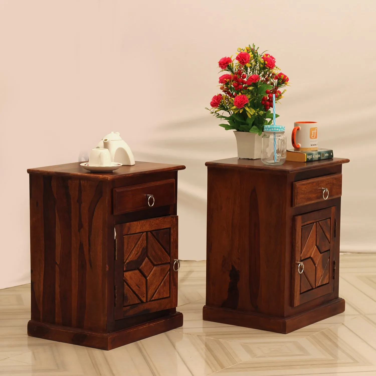 Royal Finish Opulent Double Bedside Table In Furniture Sheesham Natural Colour sheesham wood bed image 5