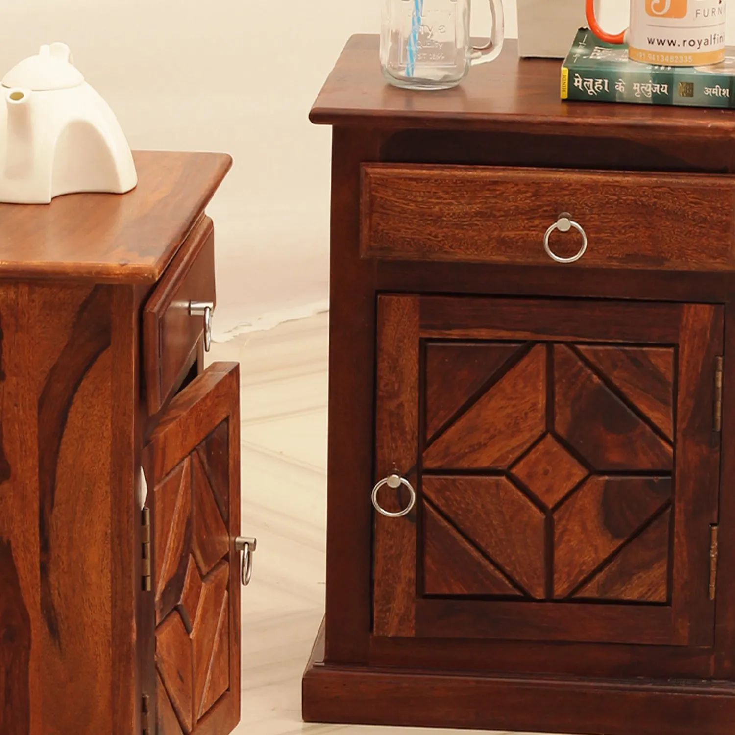 Royal Finish Opulent Double Bedside Table In Furniture Sheesham Natural Colour sheesham wood bed image 8