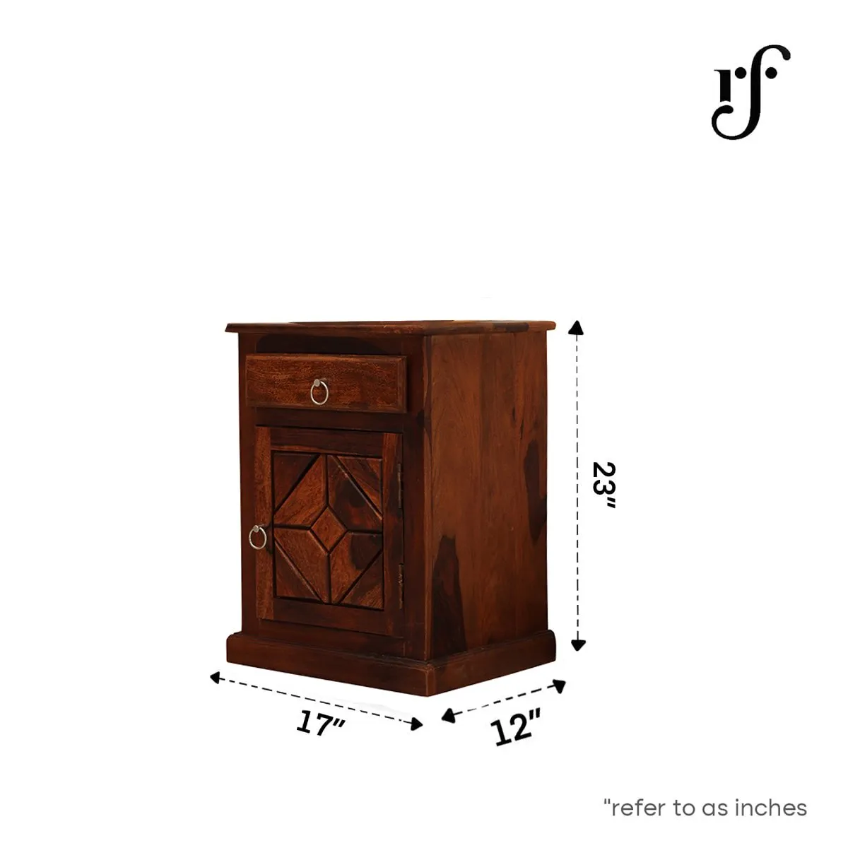 Royal Finish Opulent Bedside Table In Furniture Sheesham Wood In Natural Colour sheesham wood bed image 3