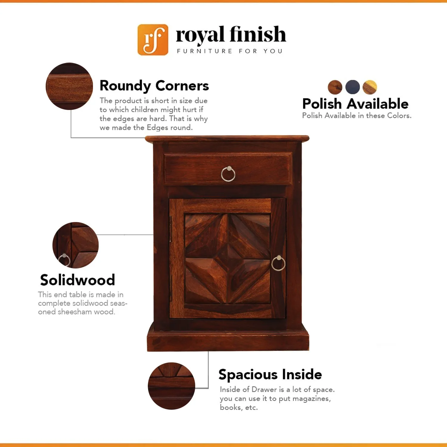 Royal Finish Tranquil Double Bedside Table In Furniture Sheesham Natural Colour sheesham wood bed image 2