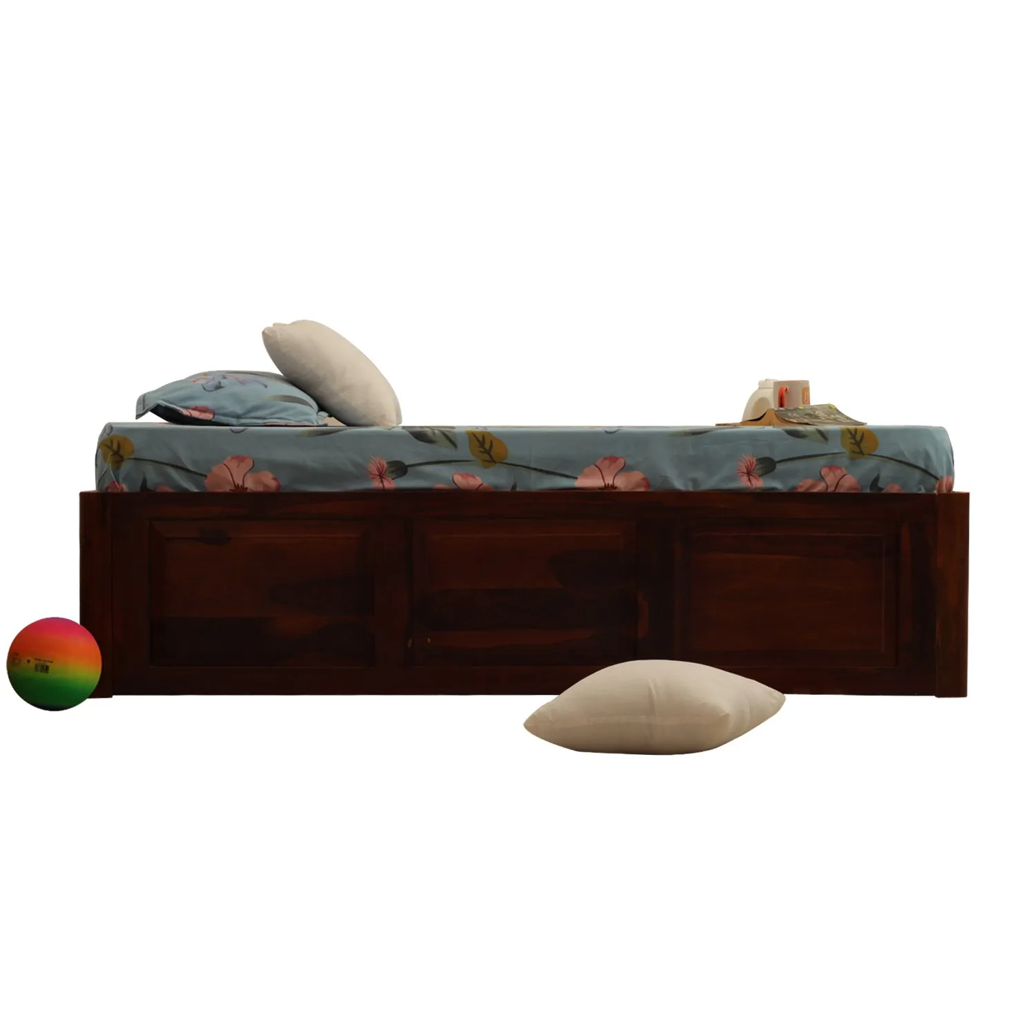 Royal Finish Nivora Diwan Single Bed In Natural Colour With Matte Finished sheesham wood bed image 5