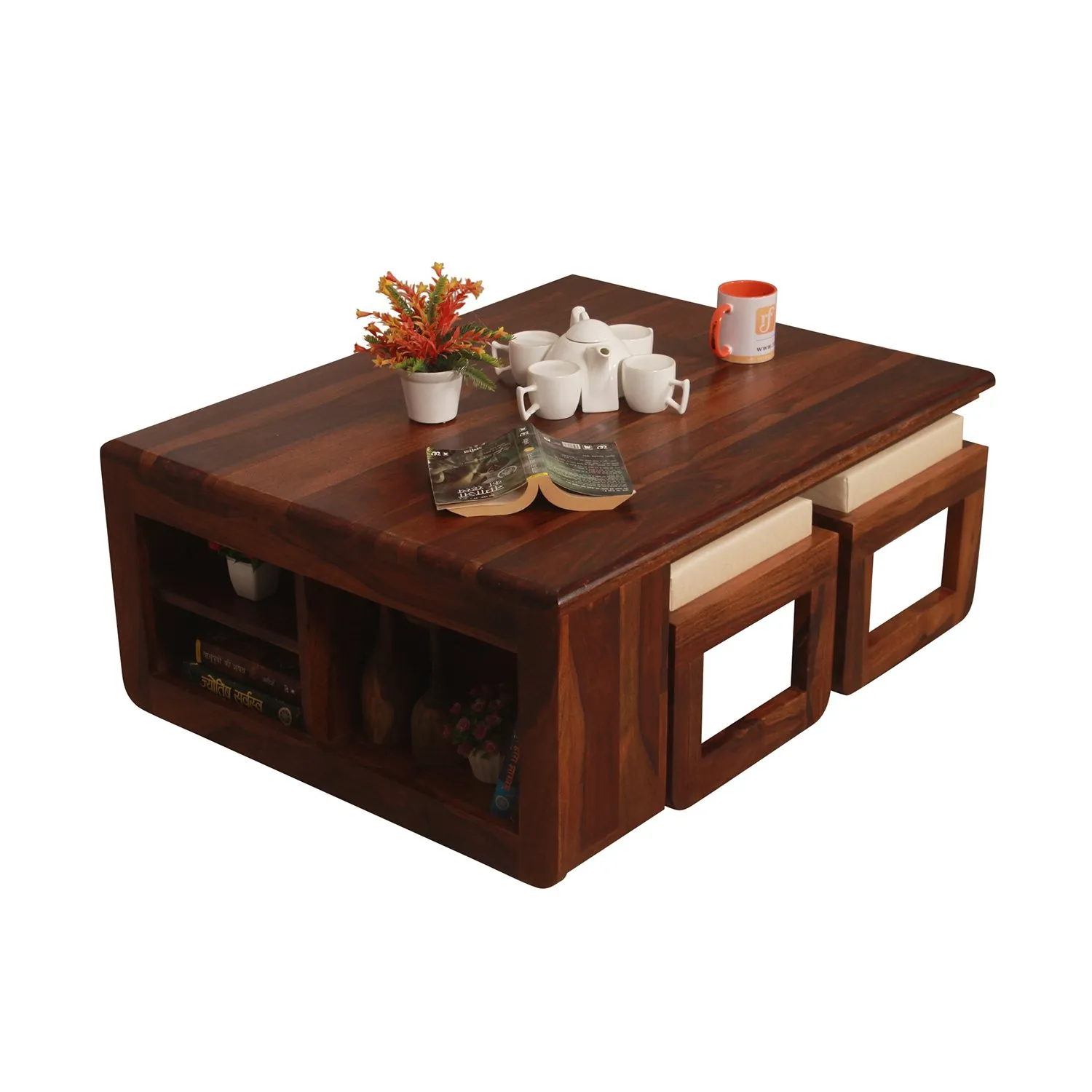 Royal Finish Dehran Center Table in Sheesham Wood With Natural Colour in Natural wooden center table image 4