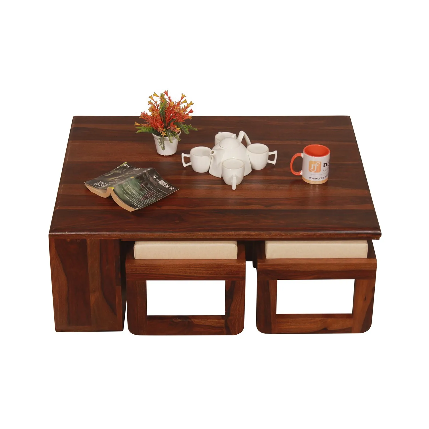 Royal Finish Dehran Center Table in Sheesham Wood With Natural Colour in Natural wooden center table image 5