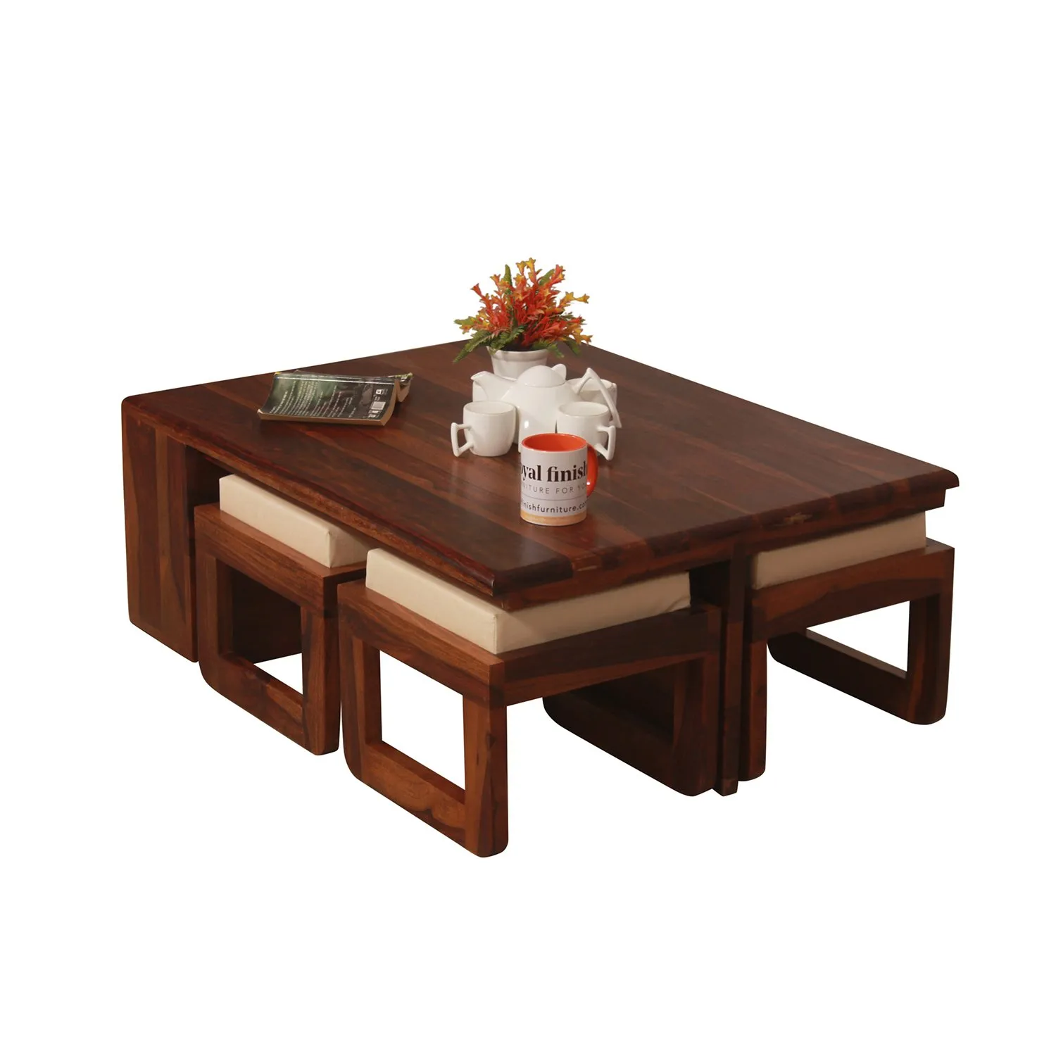 Royal Finish Dehran Center Table in Sheesham Wood With Natural Colour in Natural wooden center table image 7