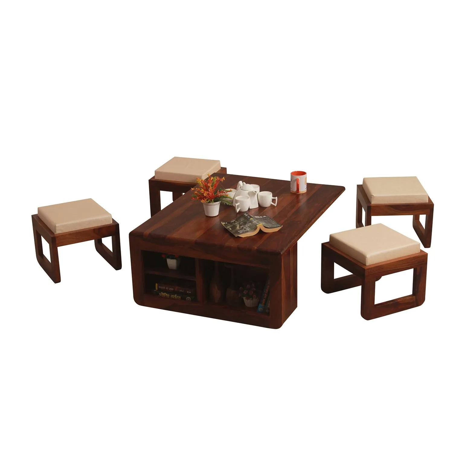 Royal Finish Dehran Center Table in Sheesham Wood With Natural Colour in Natural wooden center table image 9