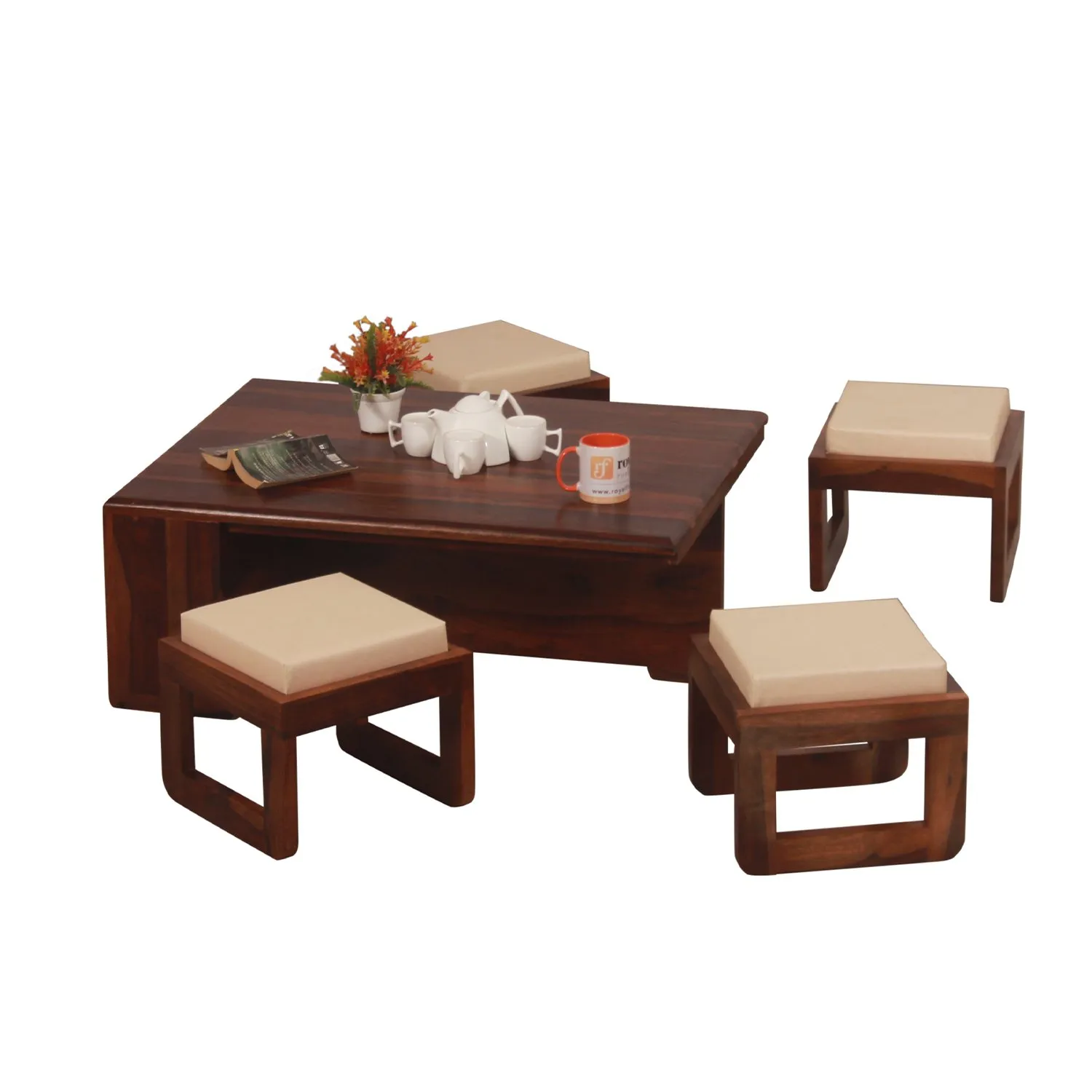 Royal Finish Dehran Center Table in Sheesham Wood With Natural Colour in Natural wooden center table image 12