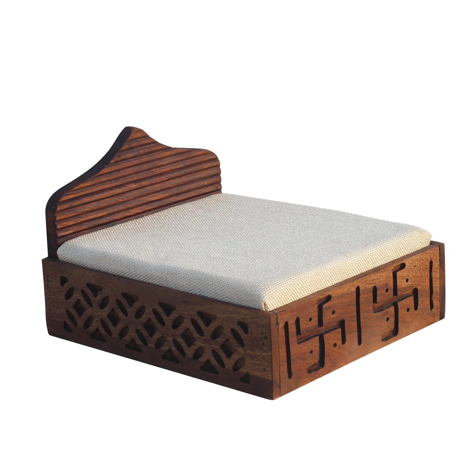 Royal Finish Liner Wooden Laddu Gopal Bed(20.32 cm W x 25.4 cm L x 22.86 cm H) sheesham wood bed image 11