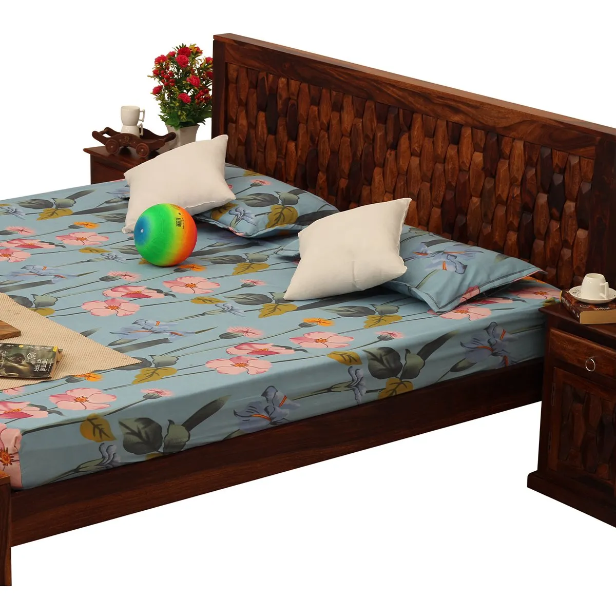 Royal Finish SouthSeista King Size Bed In Natural Colour With Matte Finish sheesham wood bed image 4