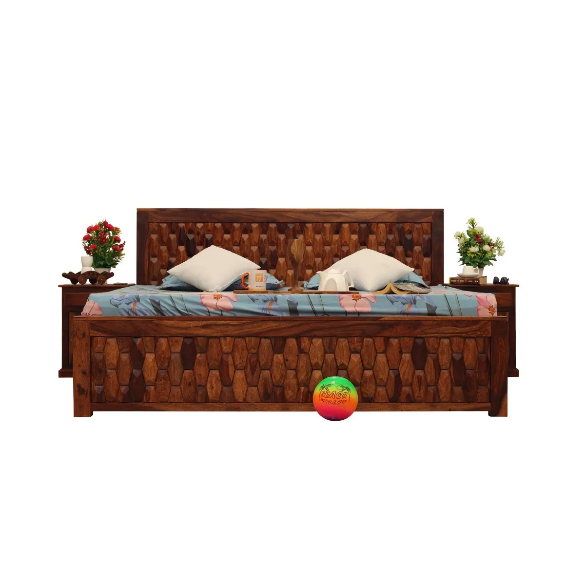 Royal Finish SouthSeista King Size Bed In Natural Colour With Matte Finish sheesham wood bed image 6
