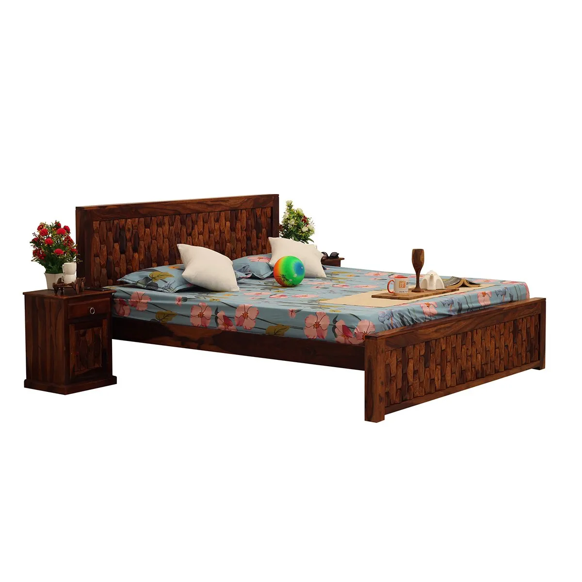 Royal Finish SouthSeista King Size Bed In Natural Colour With Matte Finish sheesham wood bed image 8