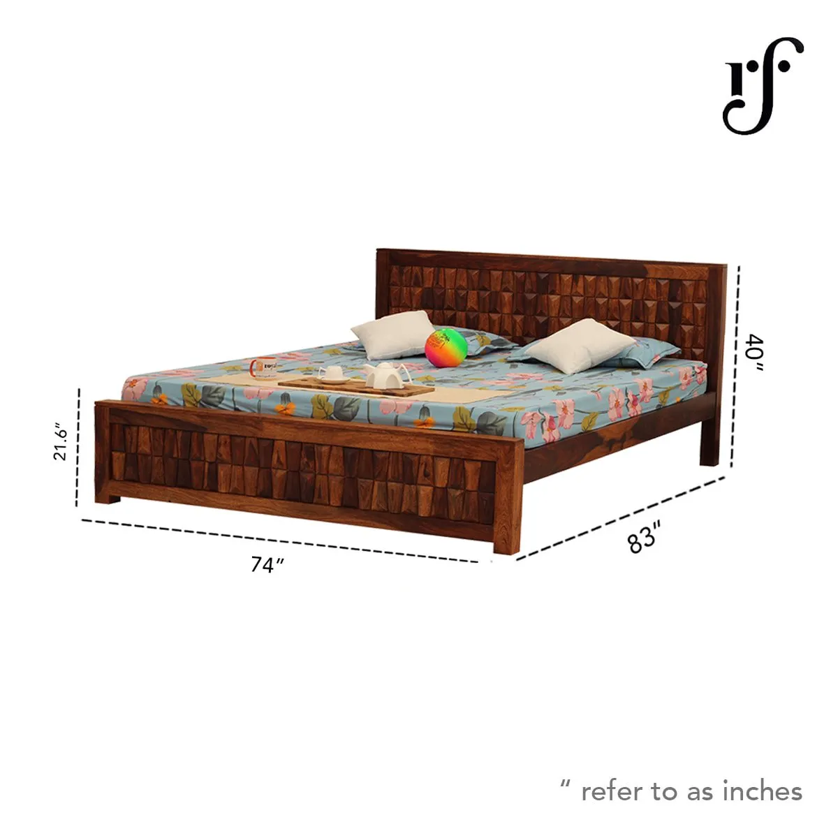 Royal Finish Slumber Craft King Size Bed In Natural Colour With Matte Finish sheesham wood bed image 3