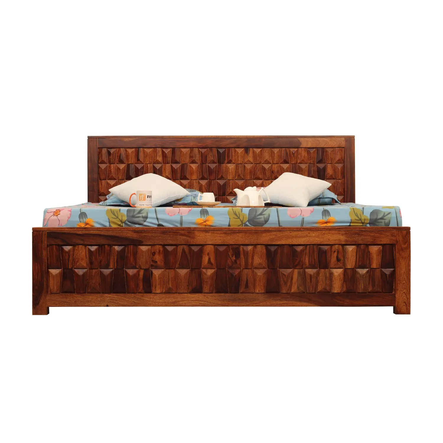 Royal Finish Slumber Craft King Size Bed In Natural Colour With Matte Finish sheesham wood bed image 12