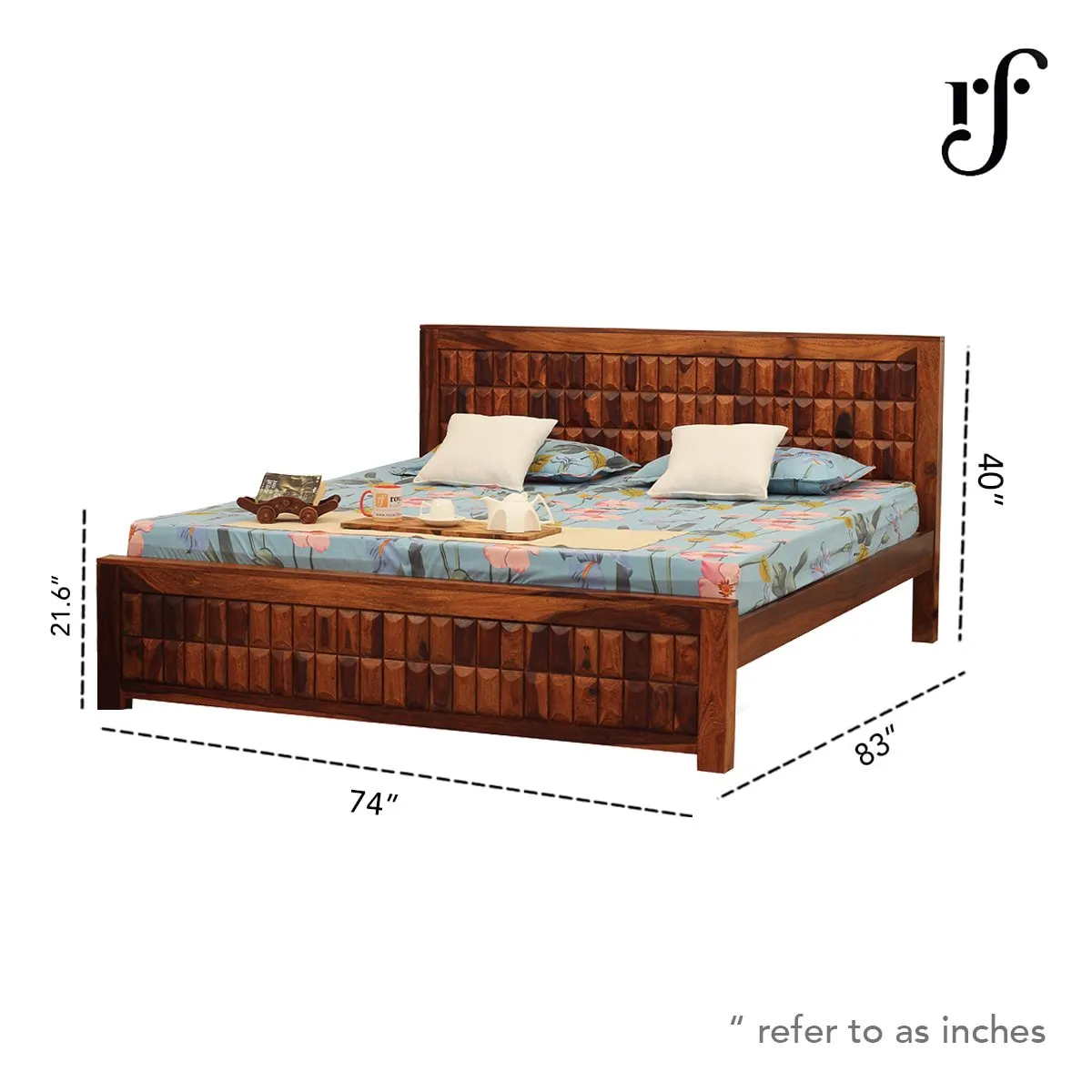 Royal Finish Celiko King Size Bed In Natural Colour With Matte Finish sheesham wood bed image 3