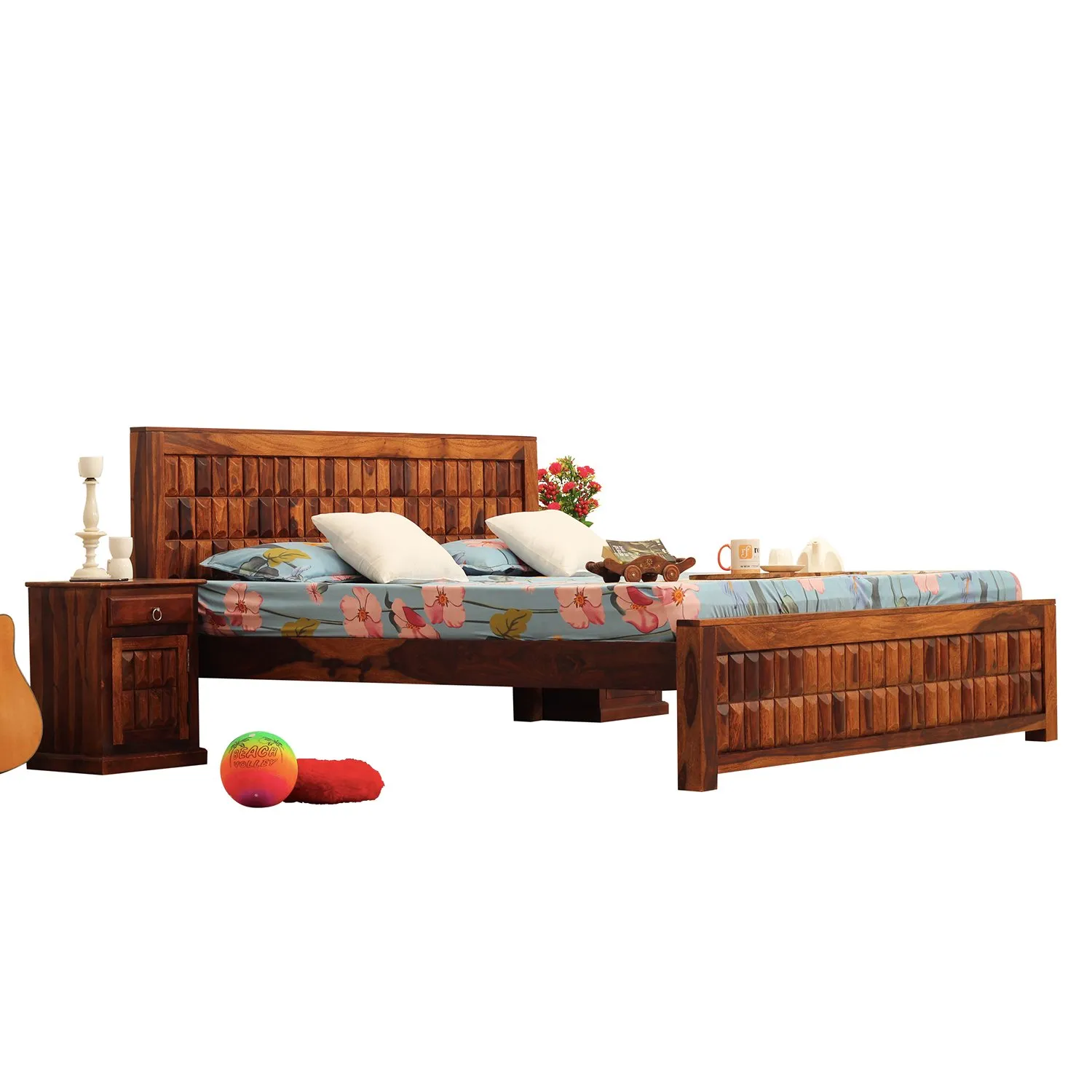 Royal Finish Celiko King Size Bed In Natural Colour With Matte Finish sheesham wood bed image 7