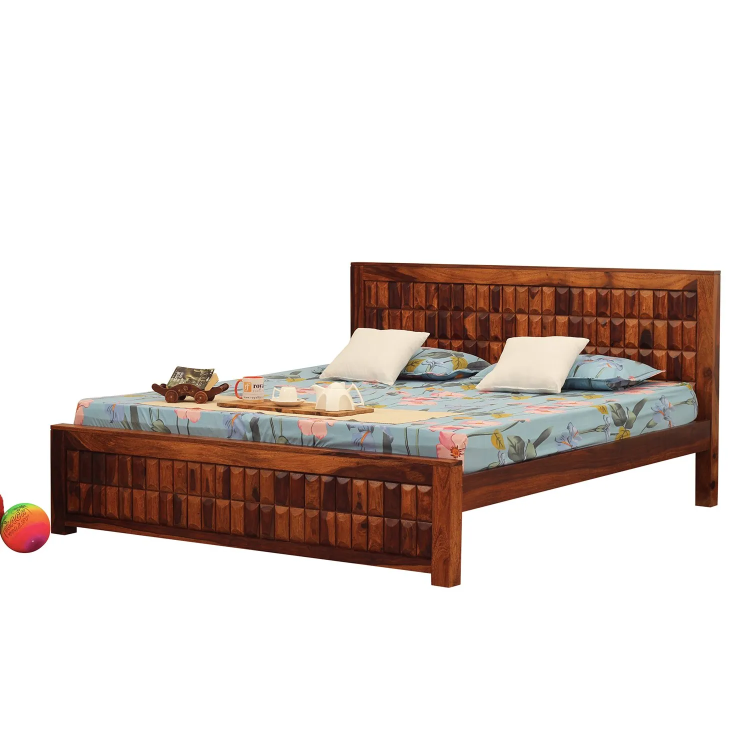 Royal Finish Celiko King Size Bed In Natural Colour With Matte Finish sheesham wood bed image 11