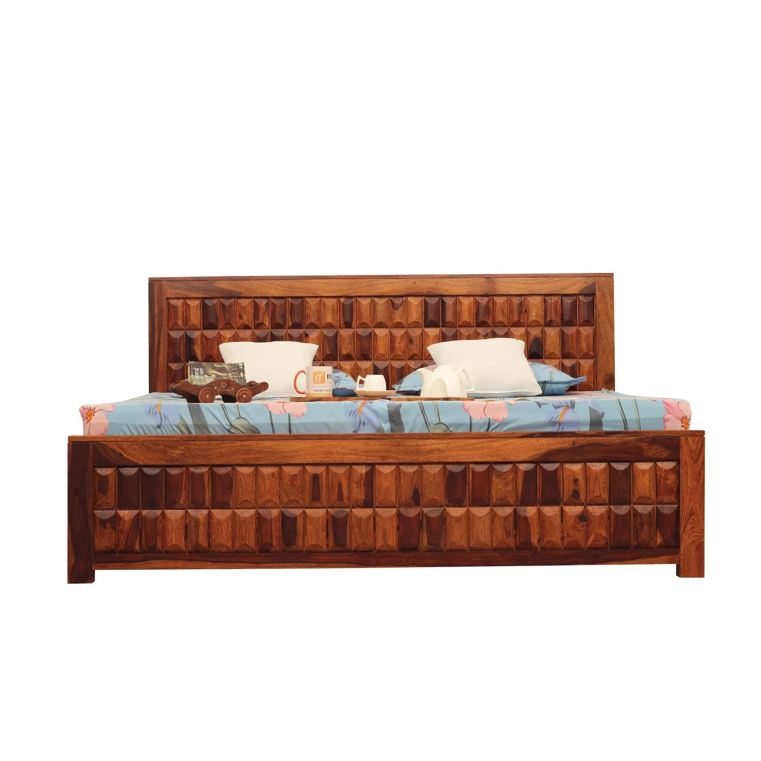 Royal Finish Celiko King Size Bed In Natural Colour With Matte Finish sheesham wood bed image 12