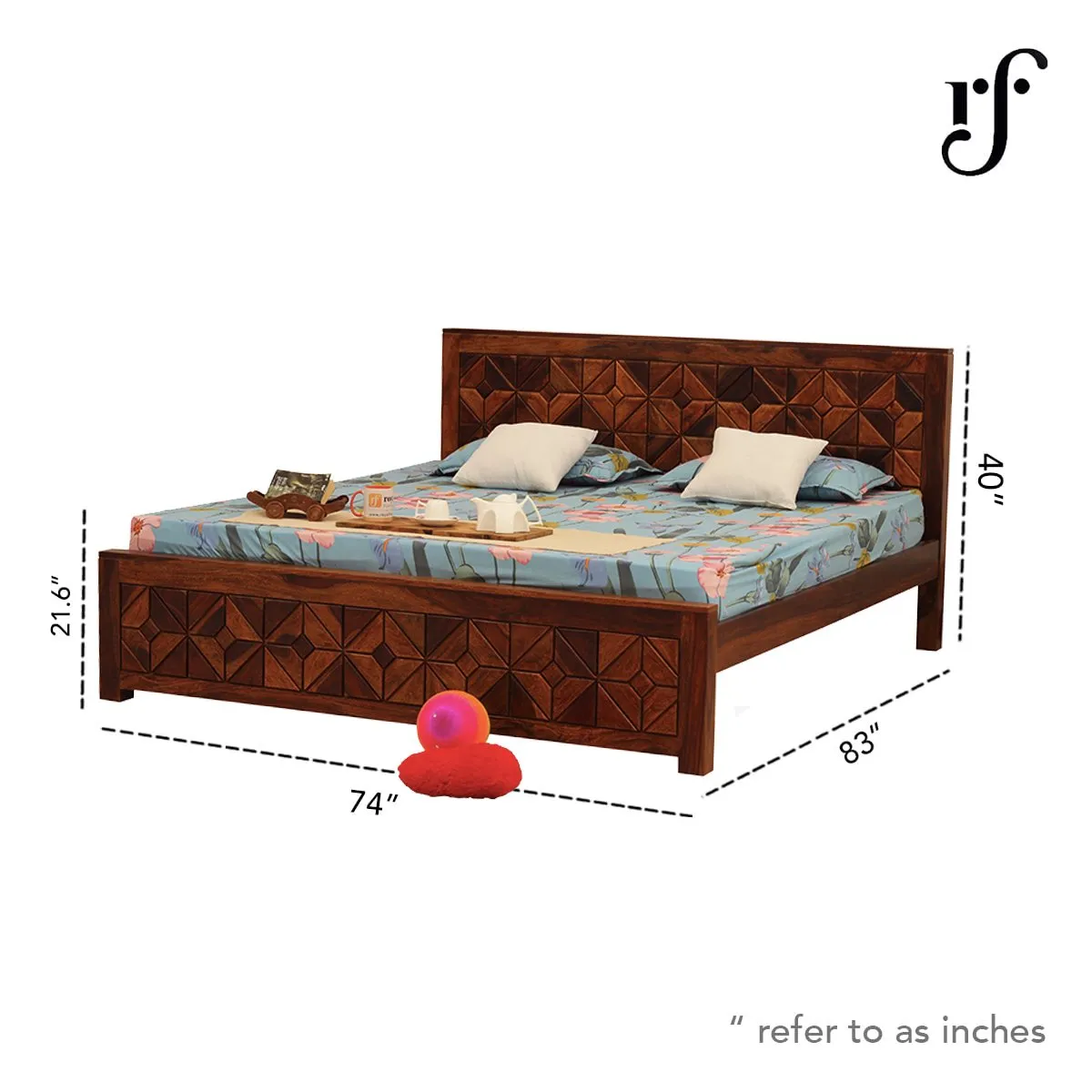 Royal Finish Optima King Size Bed In Natural Colour With Matte Finish sheesham wood bed image 3