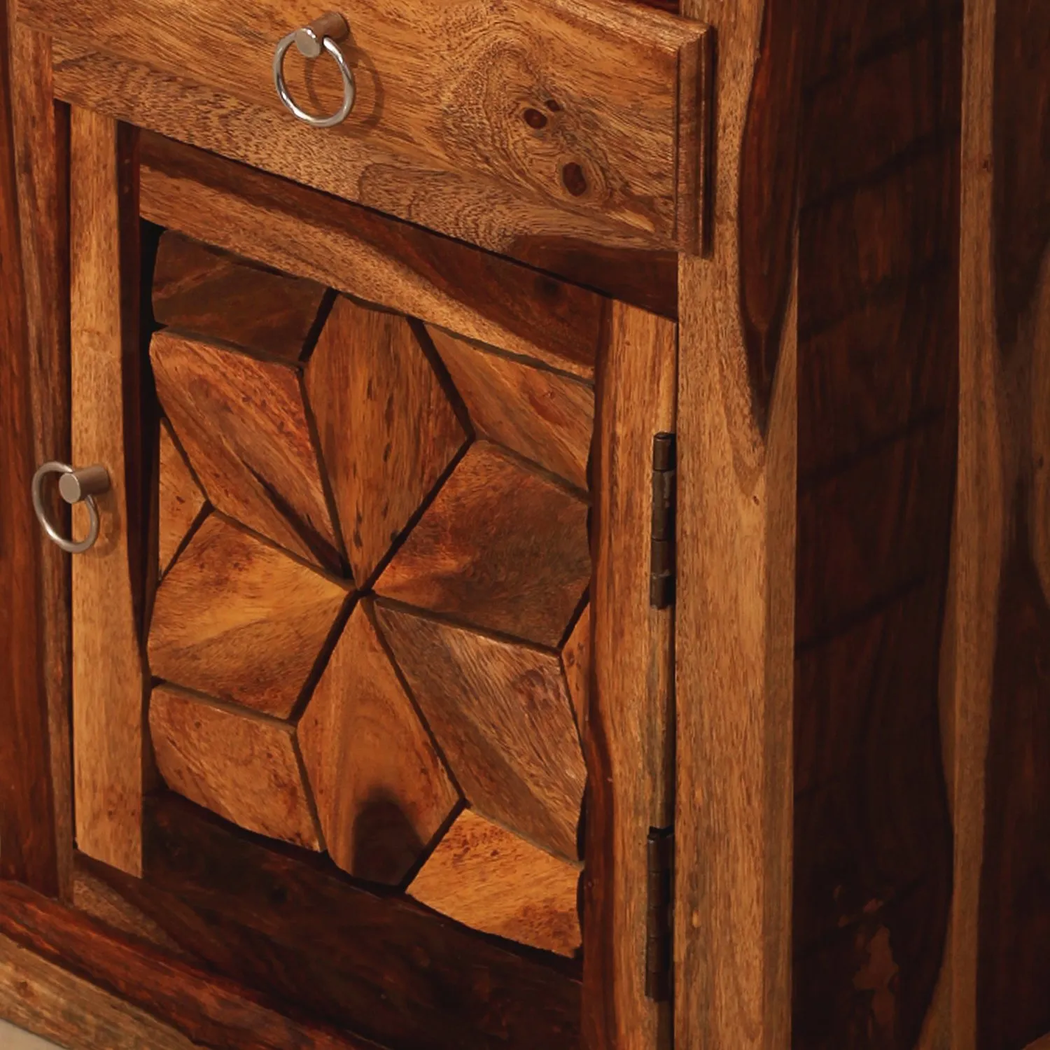 Royal Finish Floresque Bedside Table In Furniture Sheesham Wood In Natural Colou sheesham wood bed image 8
