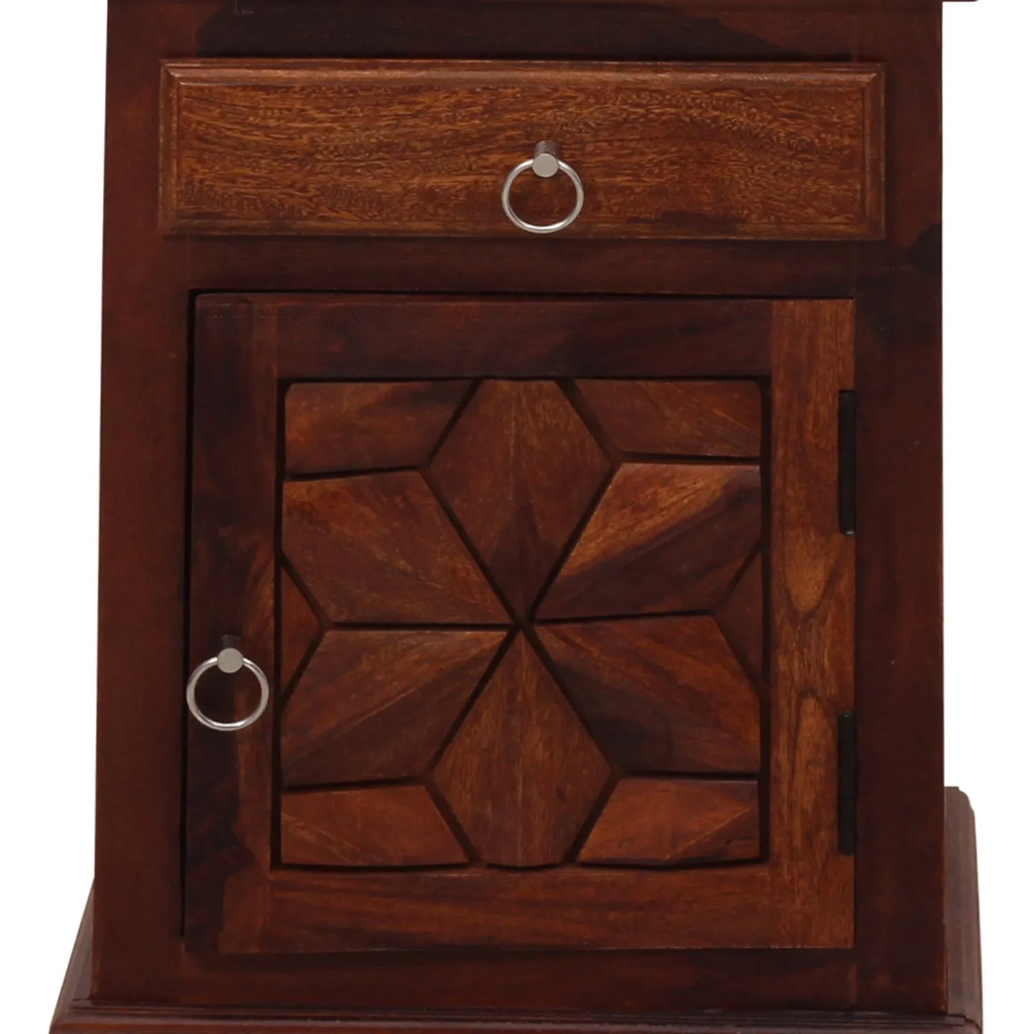 Royal Finish Floresque Double Bedside Table In Furniture Sheesham Wood InNatural sheesham wood bed image 9