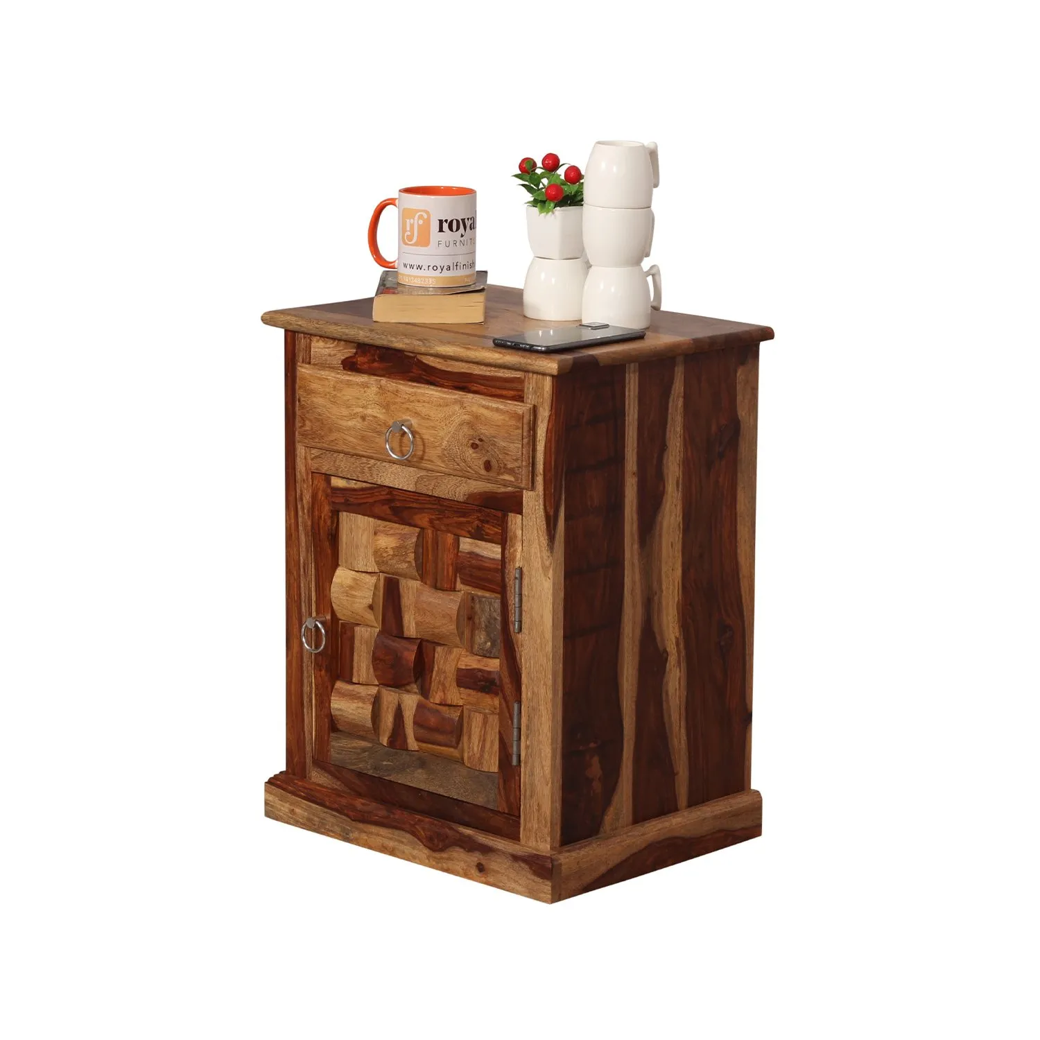 Royal Finish Nivora Bedside Table In Furniture Sheesham Wood In Natural Colour sheesham wood bed image 8