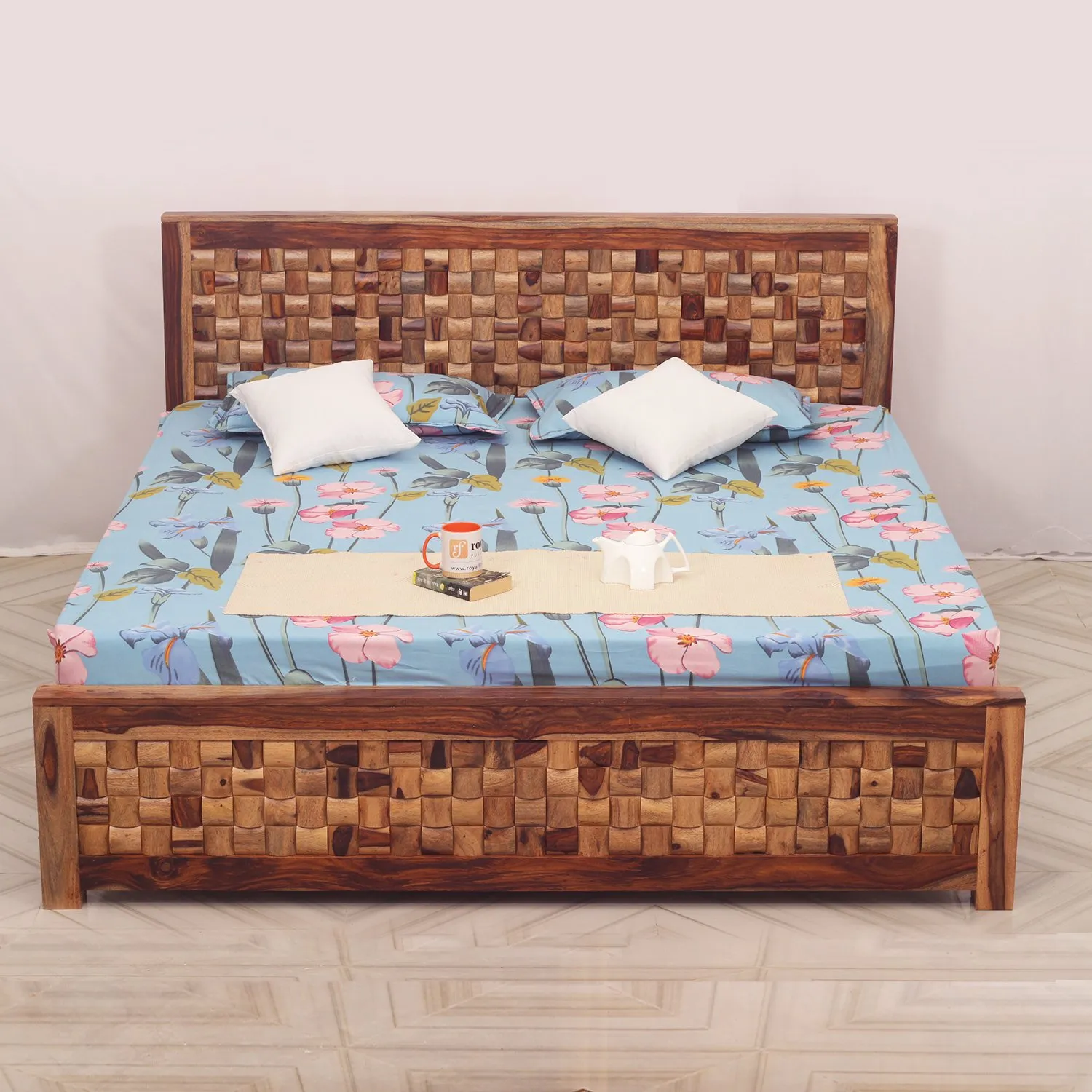 Royal Finish Nivora King Size Bed In Natural Colour With Matte Finished