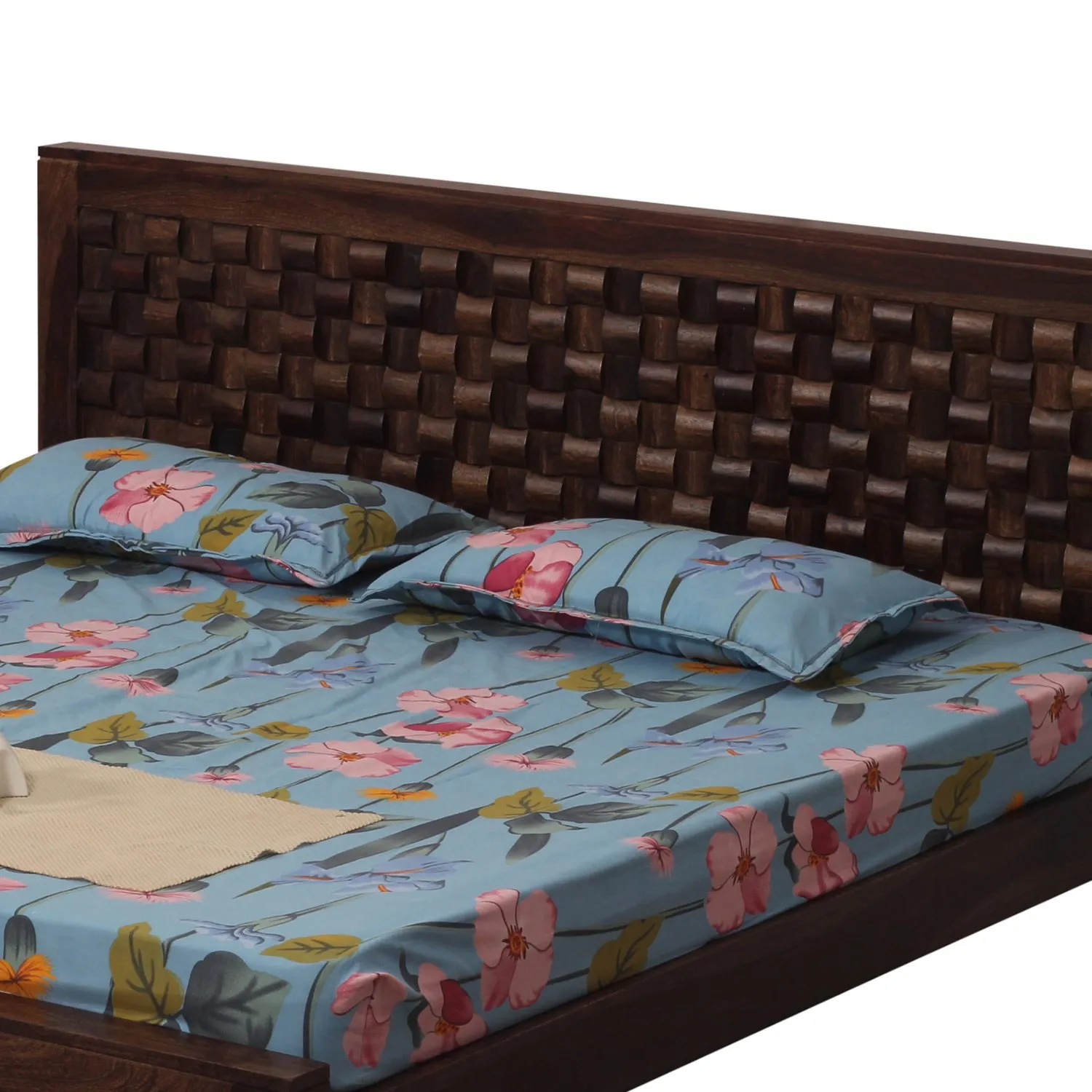Royal Finish Nivora King Size Bed In Natural Colour With Matte Finished sheesham wood bed image 4