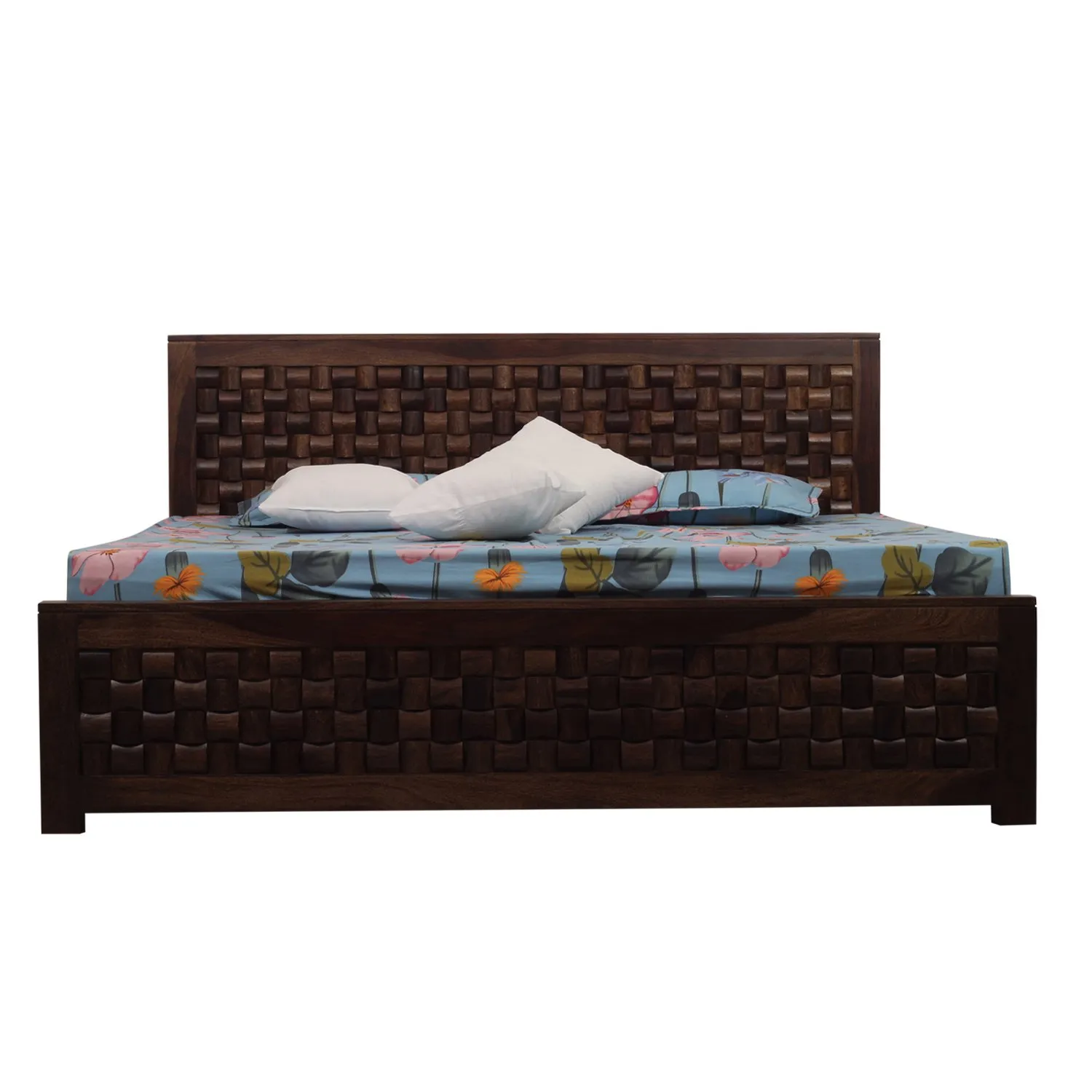 Royal Finish Nivora King Size Bed In Natural Colour With Matte Finished sheesham wood bed image 6