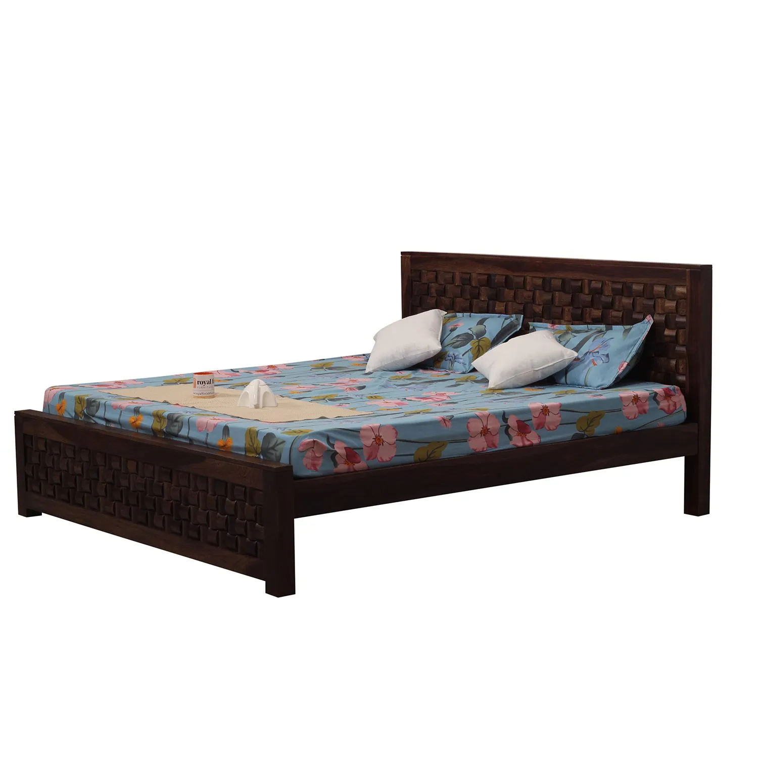 Royal Finish Nivora King Size Bed In Natural Colour With Matte Finished sheesham wood bed image 9