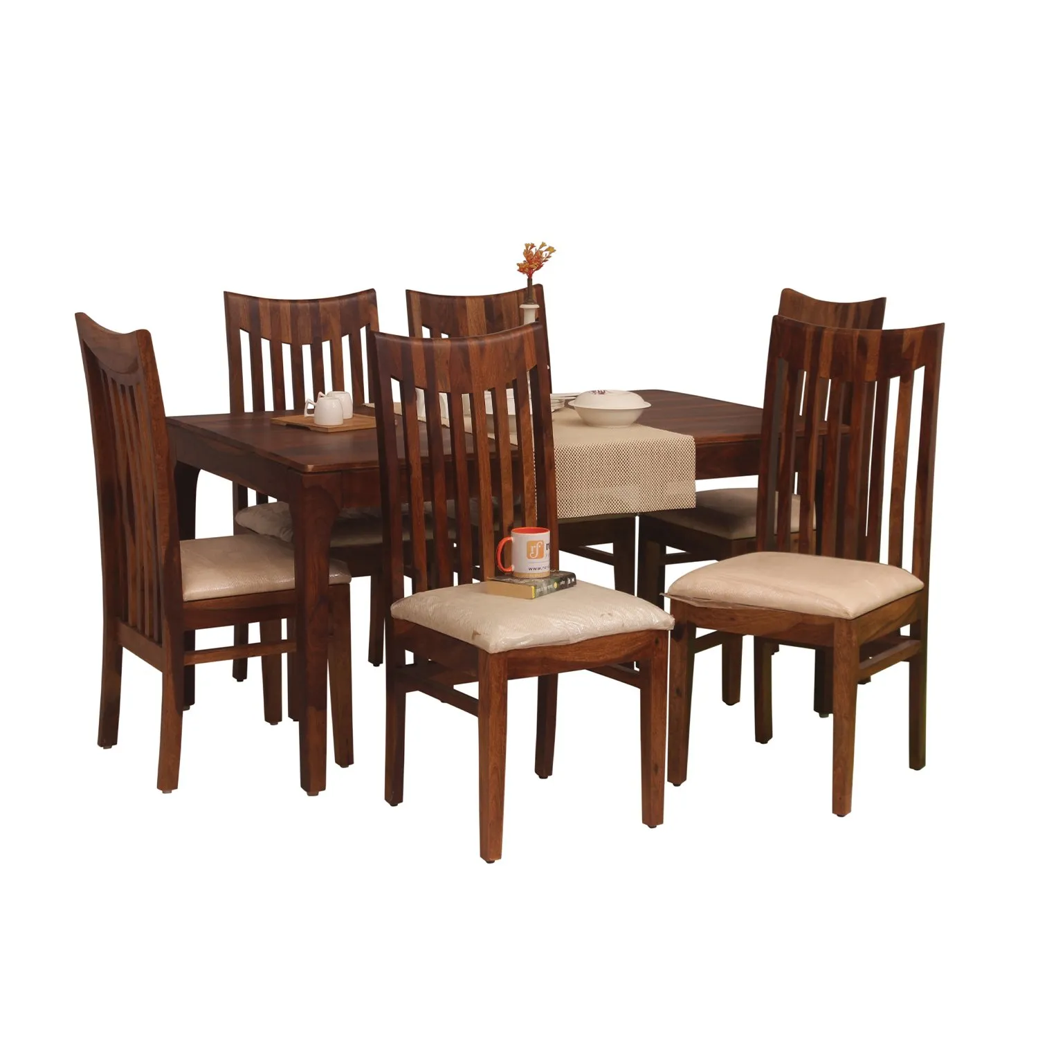 Royal Finish Neo Wingo 6 Chair Dining Set in Natural Colour sheesham dining table image 4