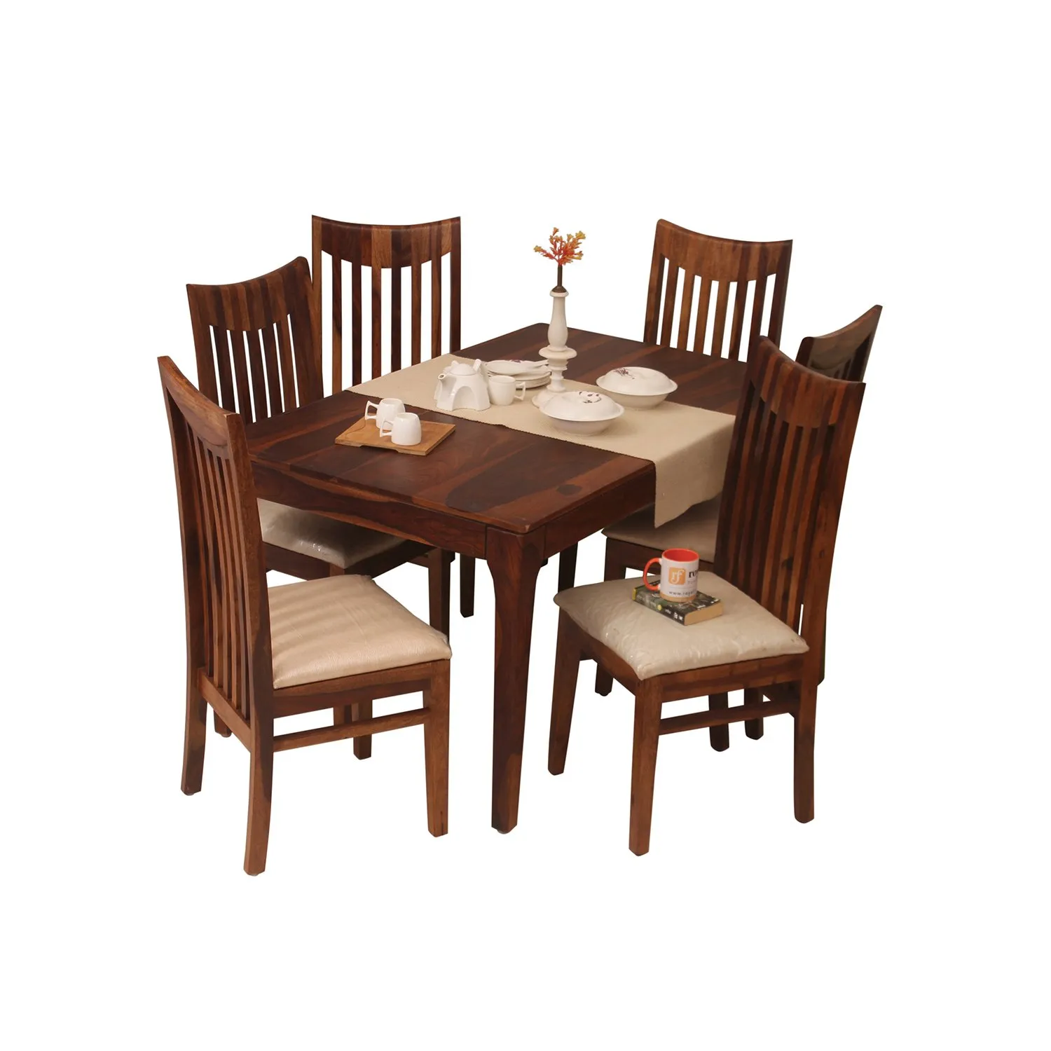 Royal Finish Neo Wingo 6 Chair Dining Set in Natural Colour sheesham dining table image 5