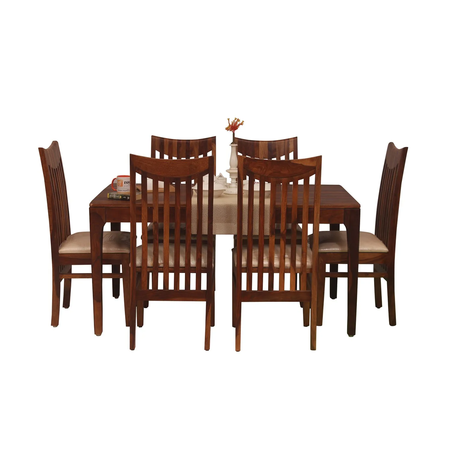 Royal Finish Neo Wingo 6 Chair Dining Set in Natural Colour sheesham dining table image 8