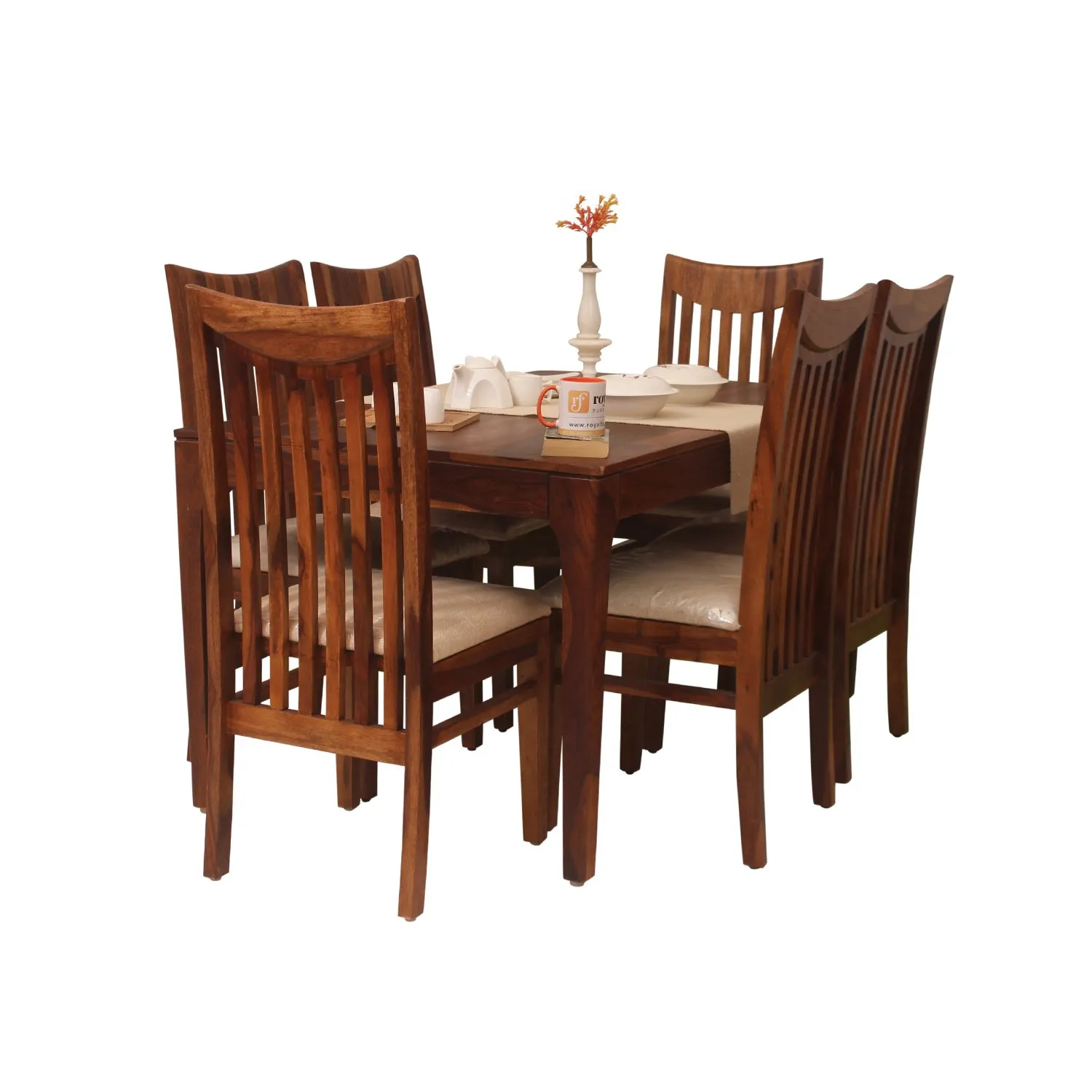 Royal Finish Neo Wingo 6 Chair Dining Set in Natural Colour sheesham dining table image 10