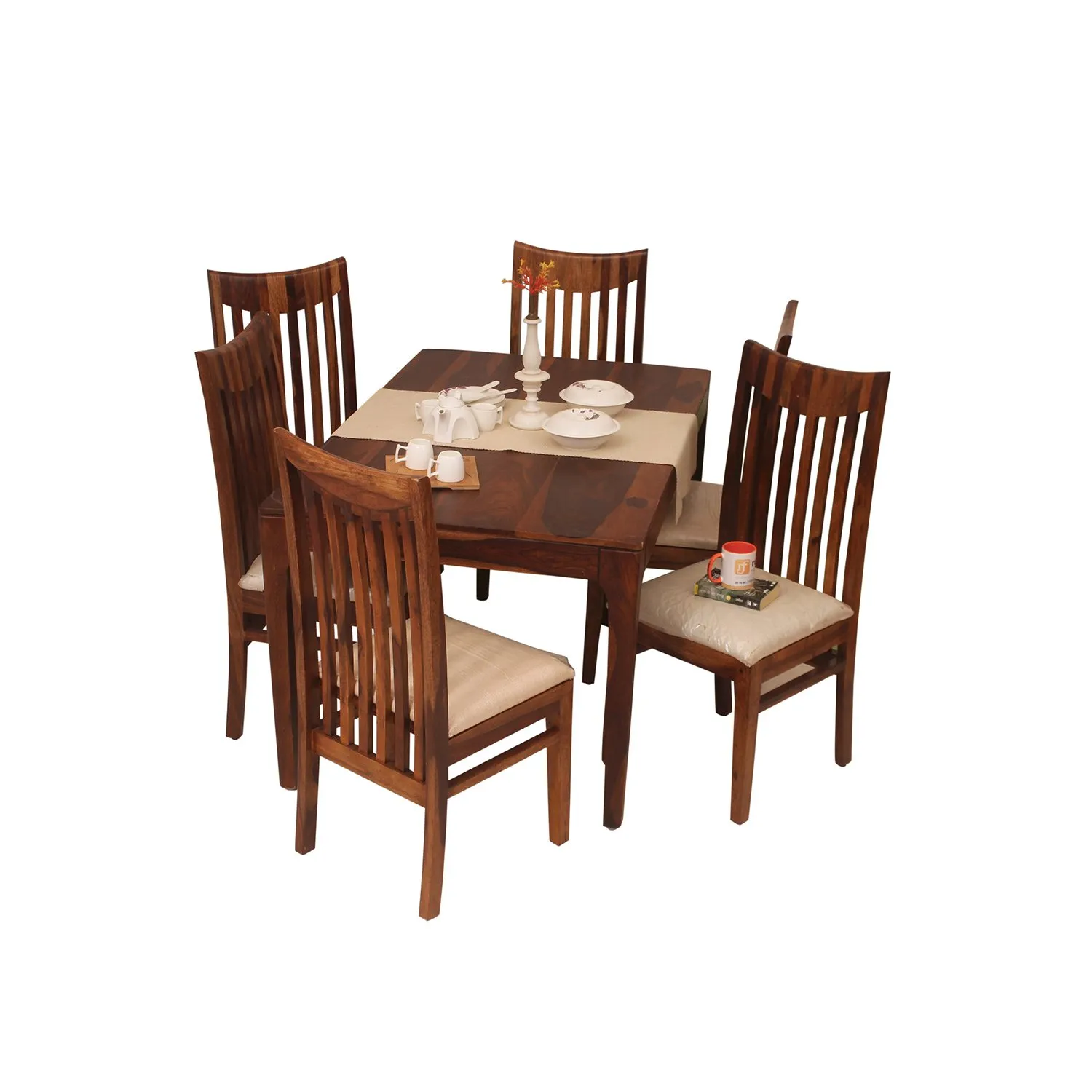 Royal Finish Neo Wingo 6 Chair Dining Set in Natural Colour sheesham dining table image 11