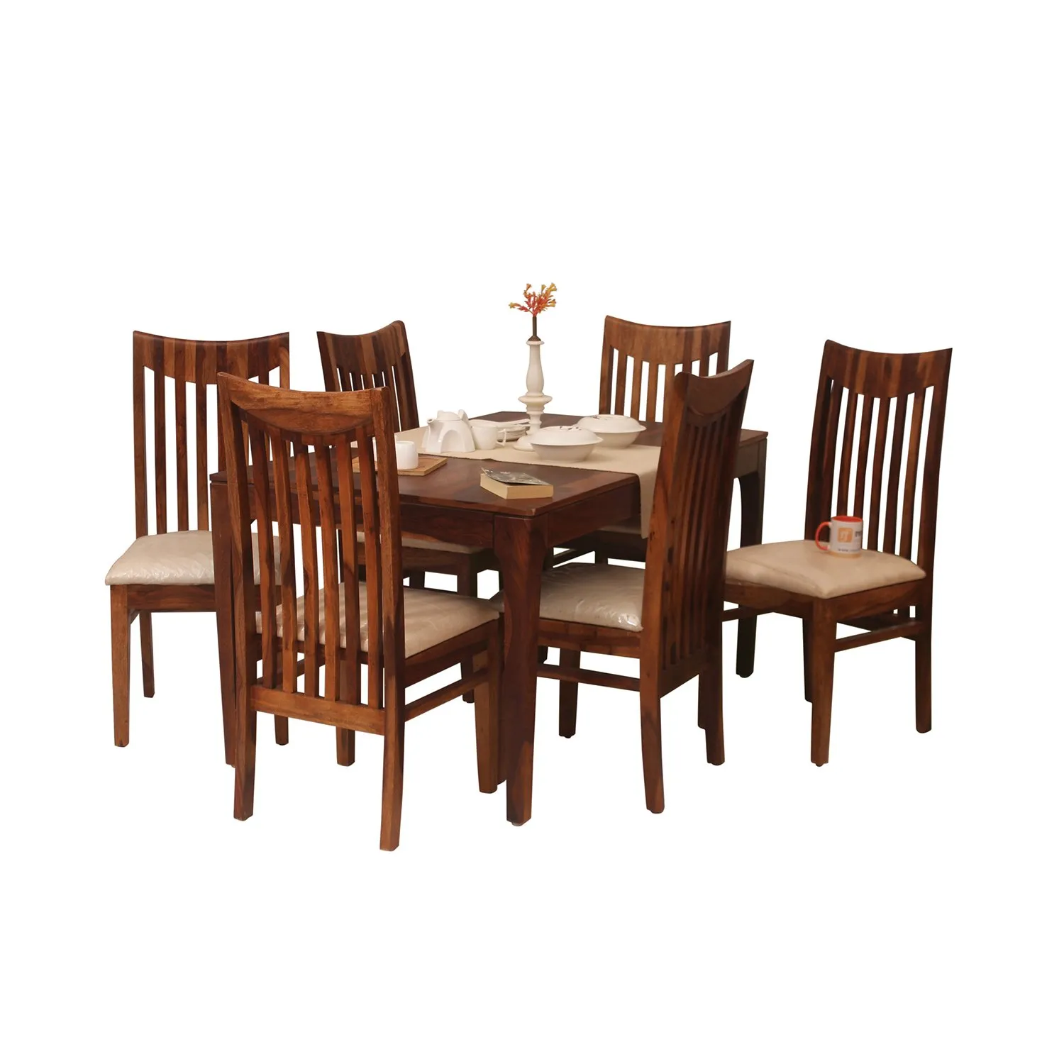 Royal Finish Neo Wingo 6 Chair Dining Set in Natural Colour sheesham dining table image 12