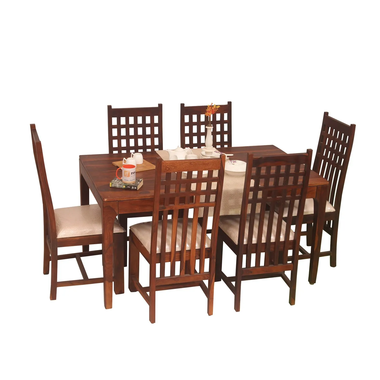 Royal Finish Teshwa 6 Chair Dining Set in Natural Colour sheesham dining table image 5