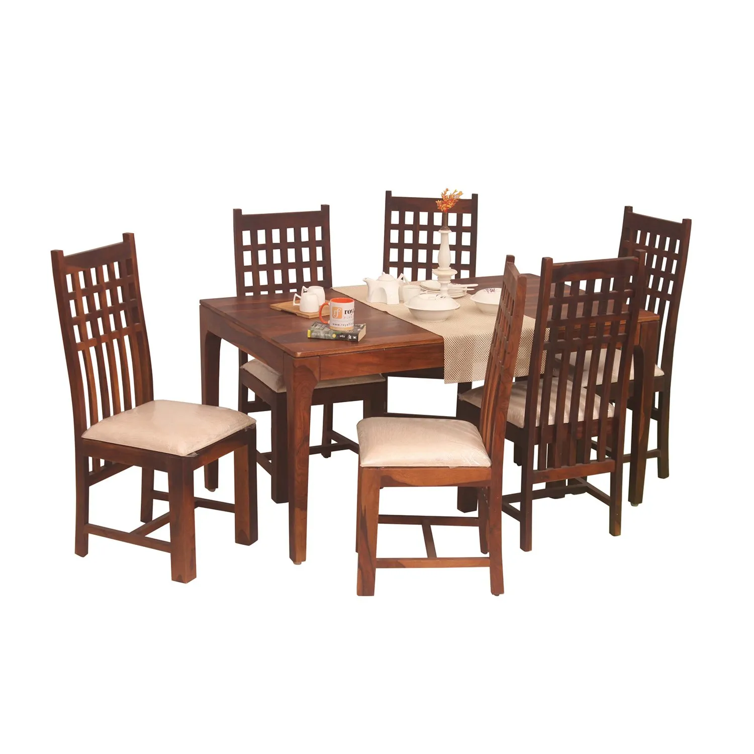Royal Finish Teshwa 6 Chair Dining Set in Natural Colour sheesham dining table image 7