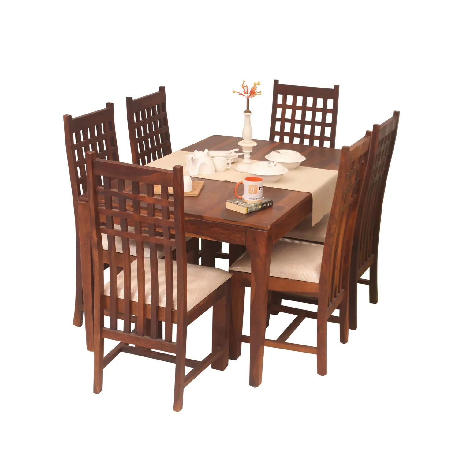 Royal Finish Teshwa 6 Chair Dining Set in Natural Colour sheesham dining table image 8