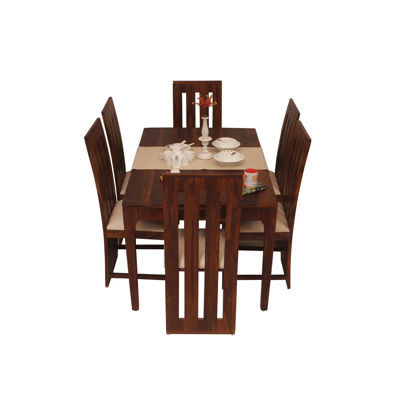 Royal Finish Necvo Bentwood 6 Chair Dining Set in Natural Colour sheesham dining table image 12