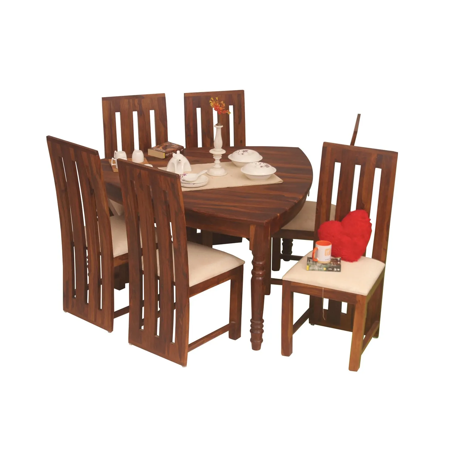 Royal Finish Betel Quid Bentwood 6 Chair Dining Set in Natural Colour sheesham dining table image 4