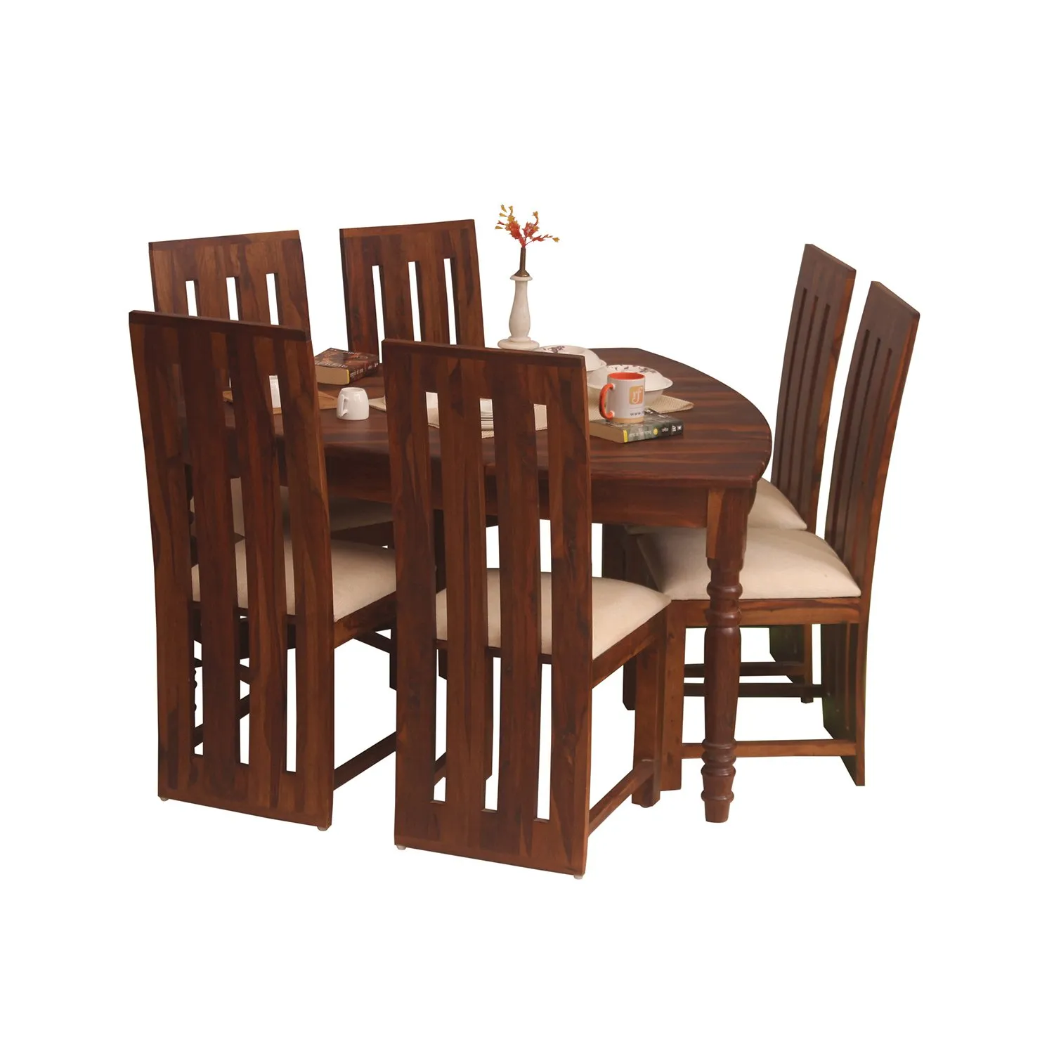 Royal Finish Betel Quid Bentwood 6 Chair Dining Set in Natural Colour sheesham dining table image 5
