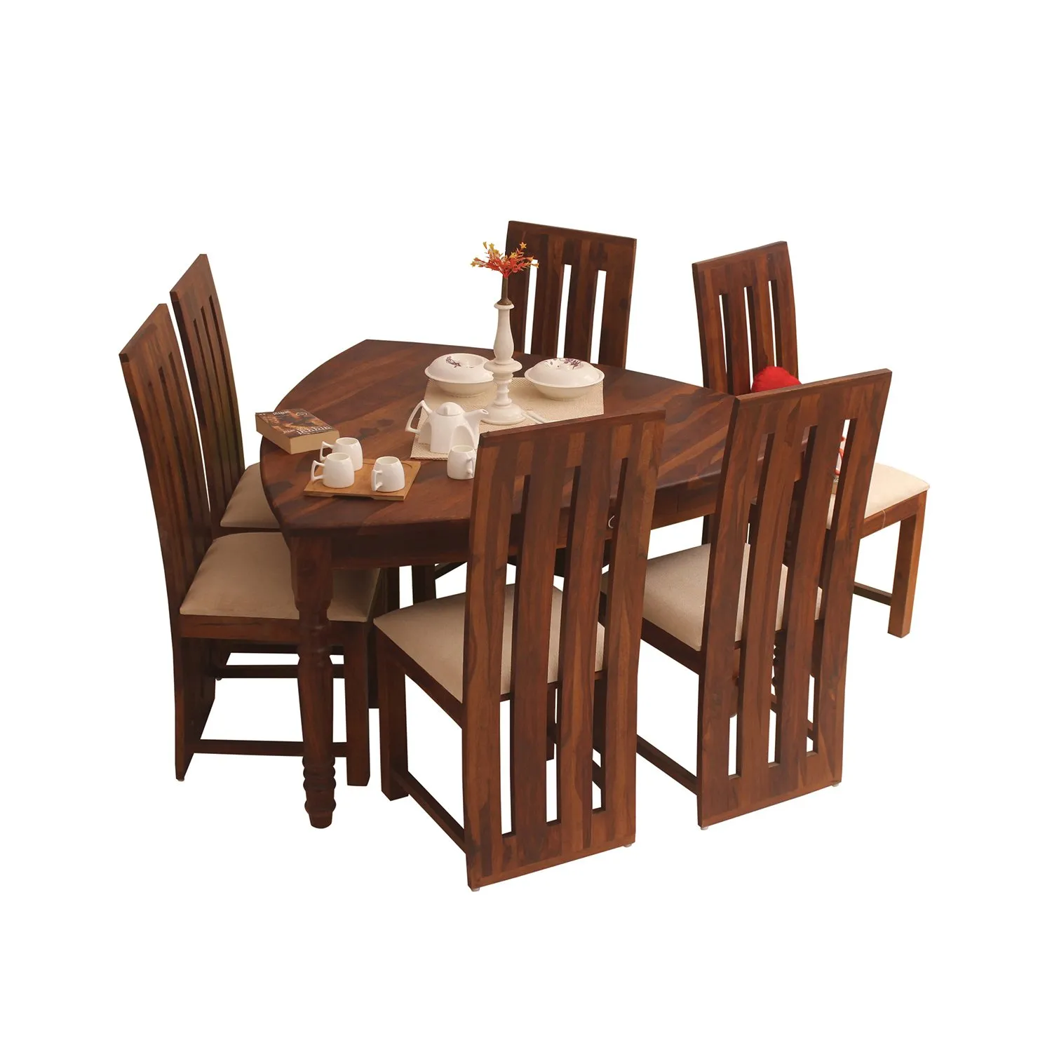 Royal Finish Betel Quid Bentwood 6 Chair Dining Set in Natural Colour sheesham dining table image 7